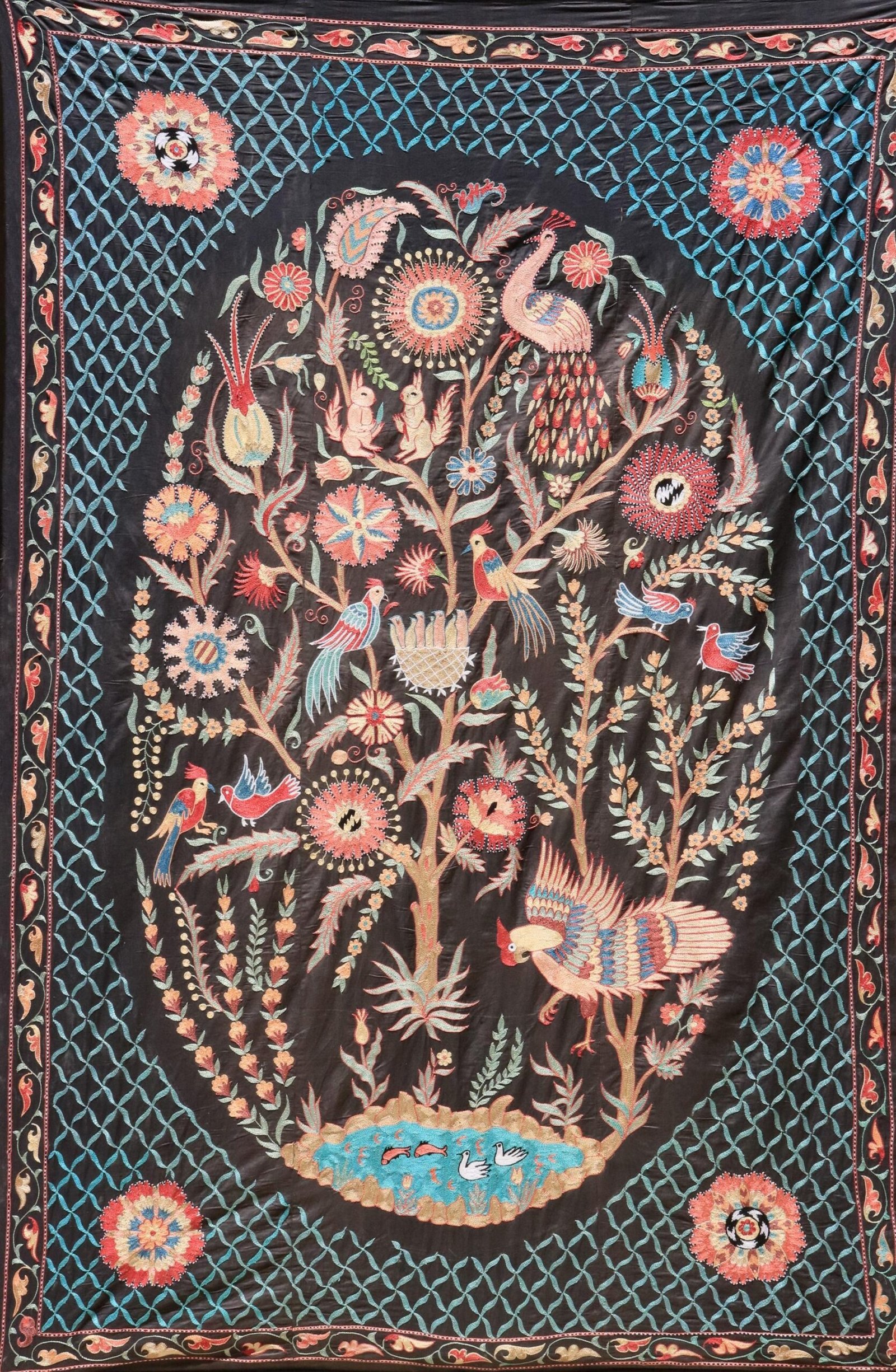 Uzbek handmade embroidery suzani. Bedspread, Bedcover, Wall hanging, Tapestry, Wall decor, Throw, tablecloth.