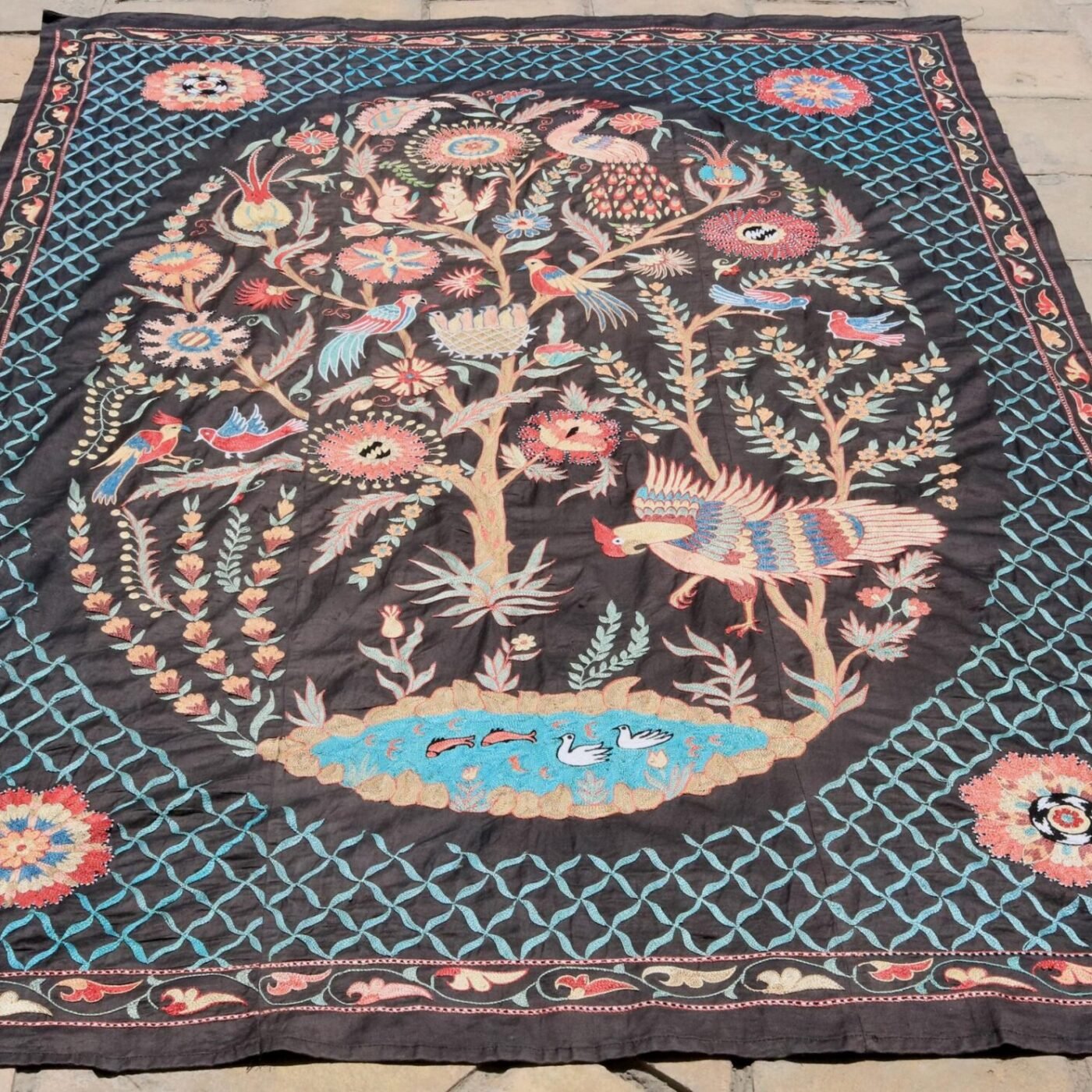 Uzbek handmade embroidery suzani. Bedspread, Bedcover, Wall hanging, Tapestry, Wall decor, Throw, tablecloth.