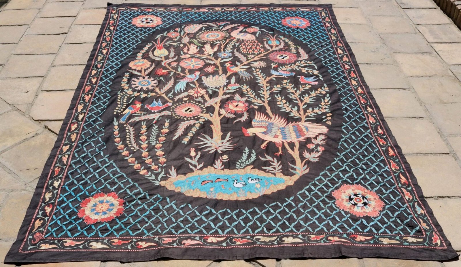 Uzbek handmade embroidery suzani. Bedspread, Bedcover, Wall hanging, Tapestry, Wall decor, Throw, tablecloth.