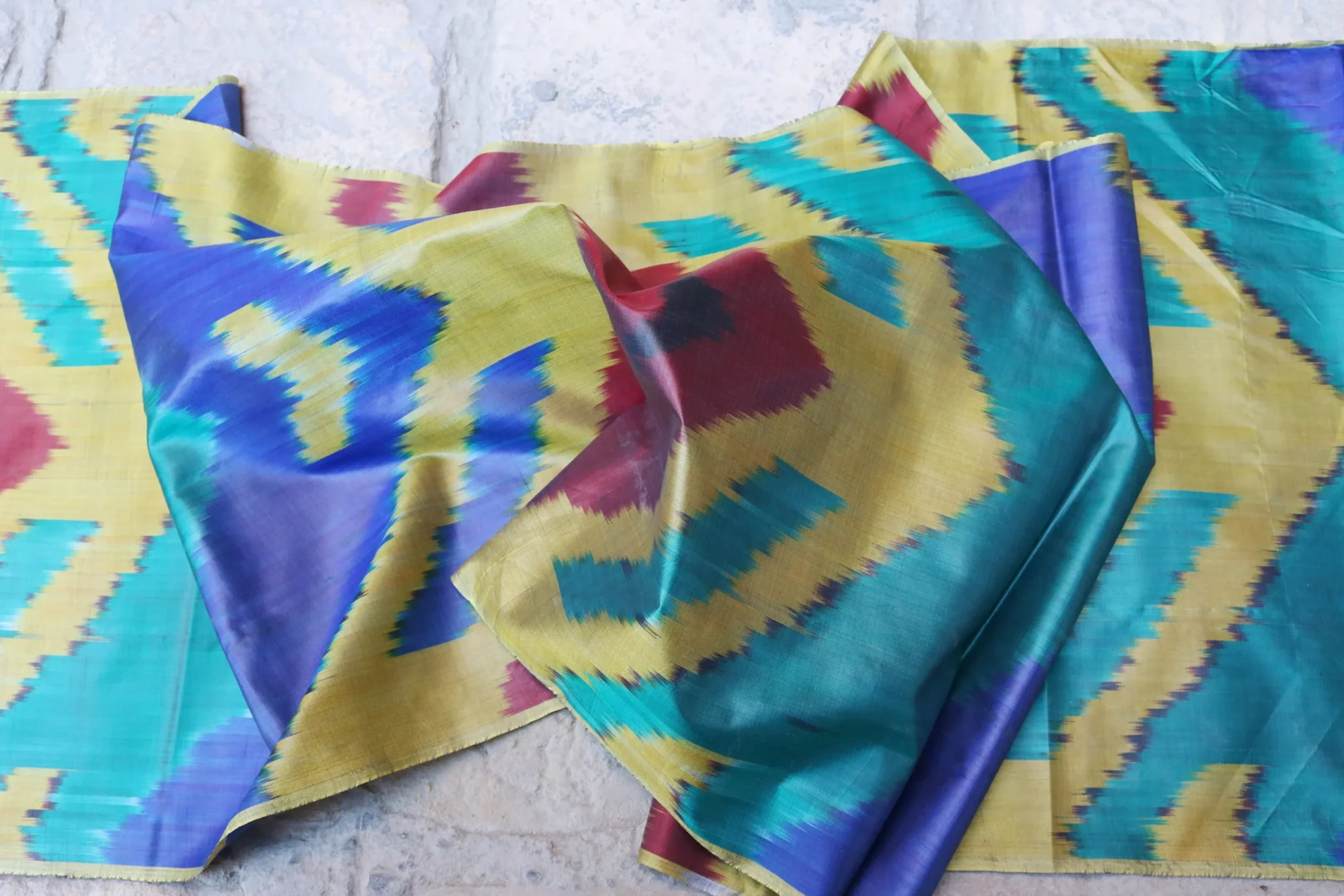 il_fullxfull.2539817288_b79t Uzbek handmade, handwoven, hand-dyed, natural 100% Silk ikat fabric.