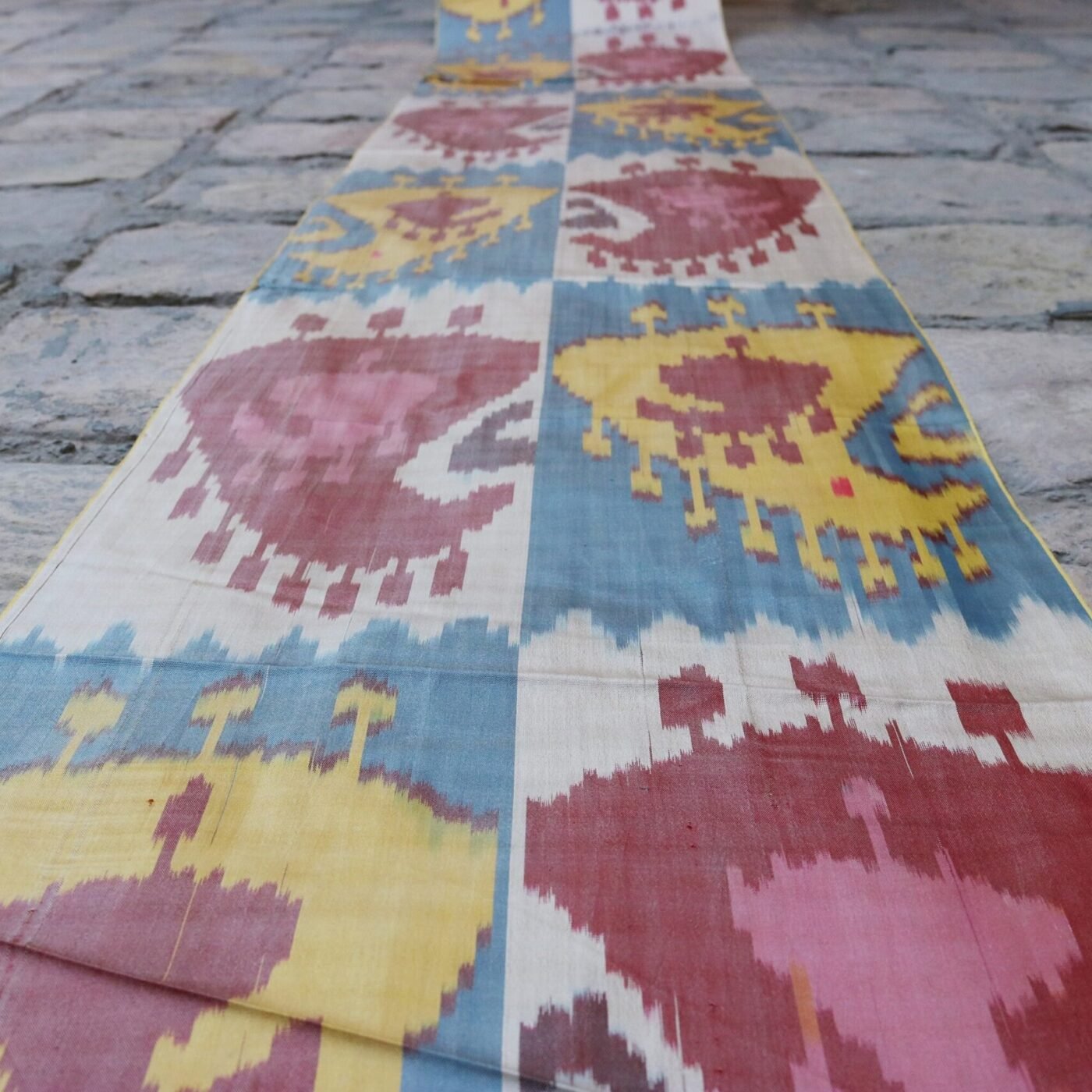 il_fullxfull.2539823732_79hf Uzbek handmade, handwoven, hand-dyed, natural 100% Silk ikat fabric.