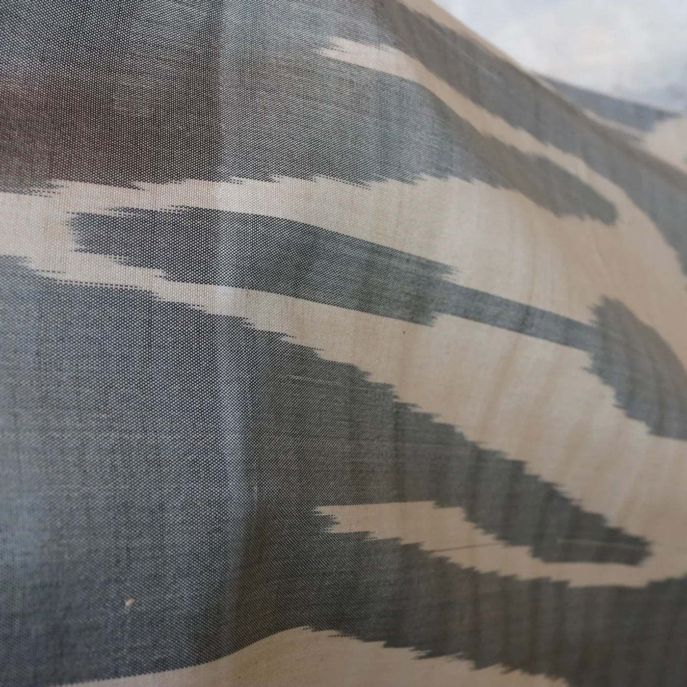 Uzbek handmade, handwoven, hand-dyed, natural 100% Silk ikat fabric.