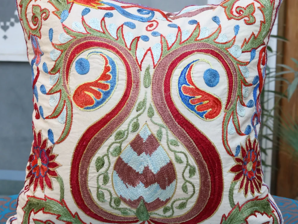 il_fullxfull.2603152837_b5fp Hand made embroidery pillow cover, Uzbek hand made silk on cotton suzani pillow case, Decorative cushion cover