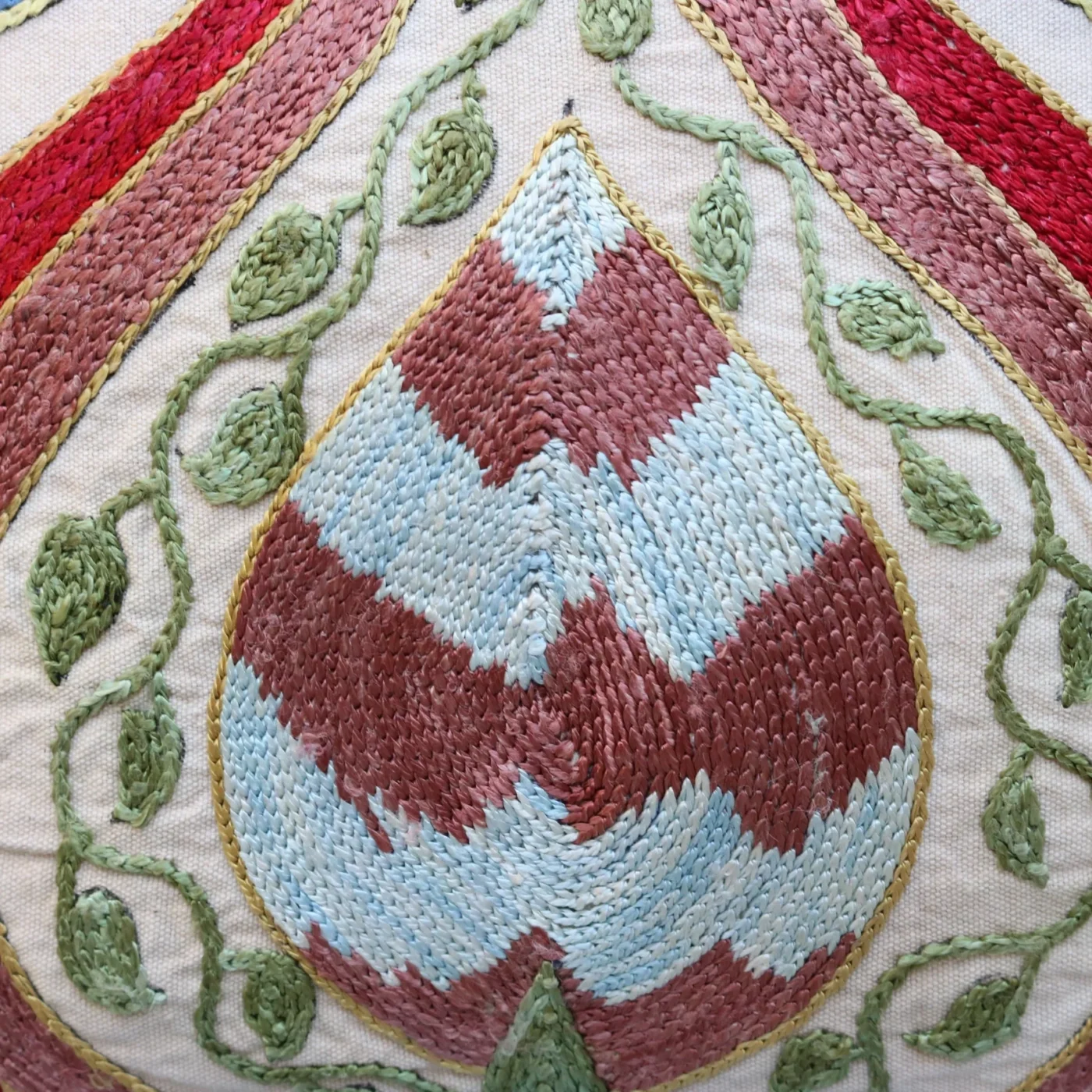 Hand made embroidery pillow cover, Uzbek hand made silk on cotton suzani pillow case, Decorative cushion cover