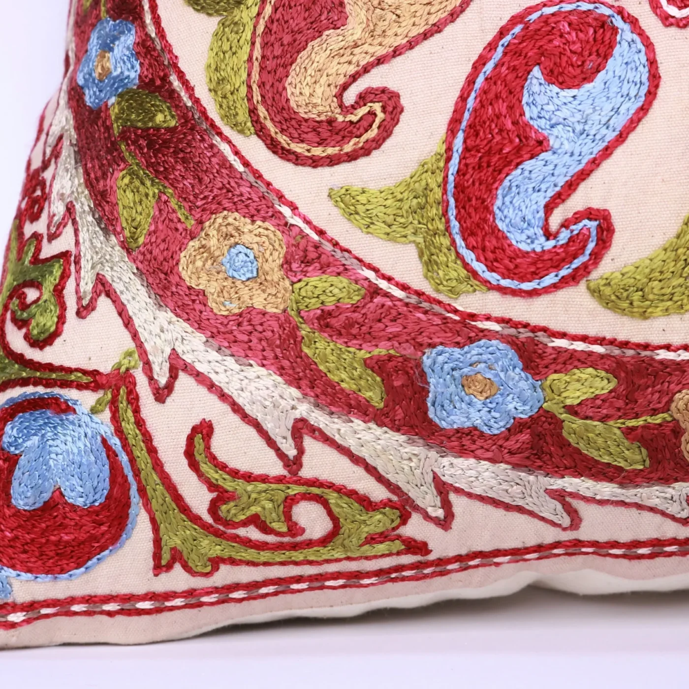Hand made embroidery pillow cover, Uzbek hand made silk on silk suzani pillow case, Decorative cushion cover
