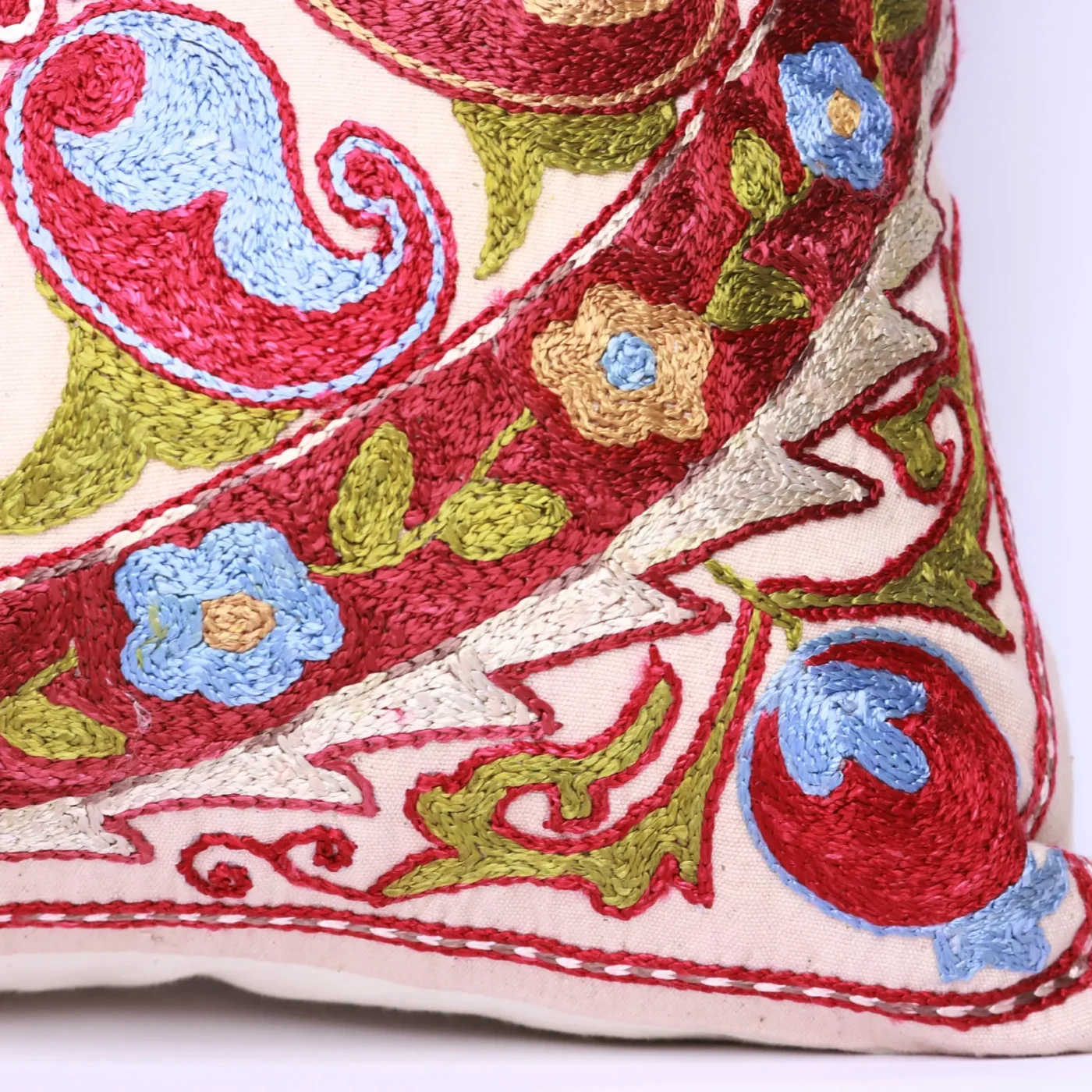 Hand made embroidery pillow cover, Uzbek hand made silk on silk suzani pillow case, Decorative cushion cover