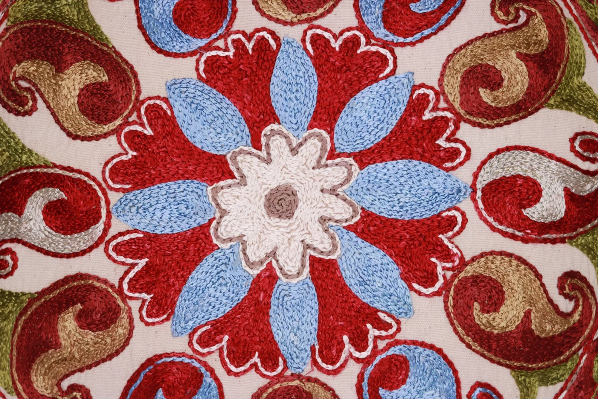Hand made embroidery pillow cover, Uzbek hand made silk on silk suzani pillow case, Decorative cushion cover