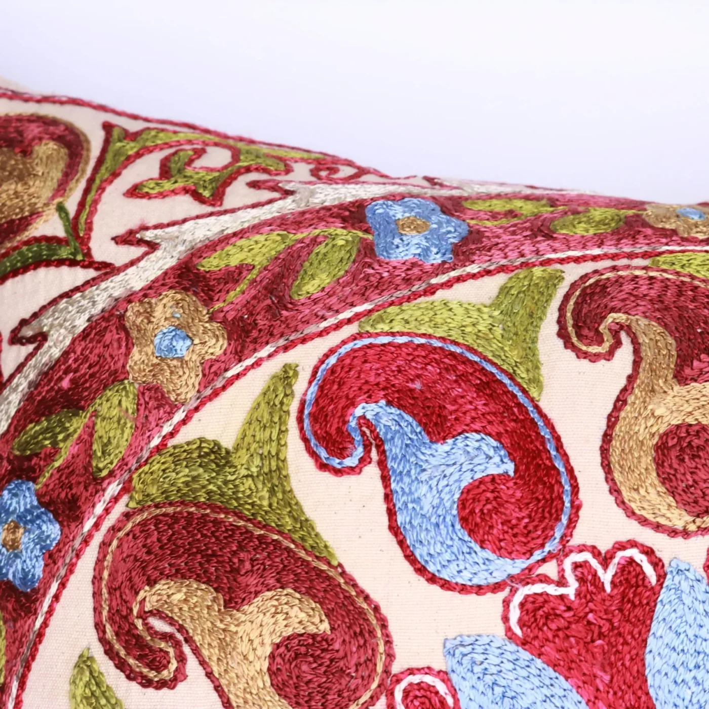 Hand made embroidery pillow cover, Uzbek hand made silk on silk suzani pillow case, Decorative cushion cover