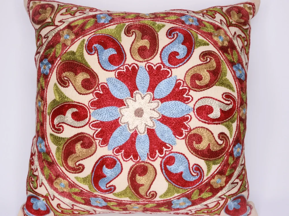 il_fullxfull.2855949937_tl1t Hand made embroidery pillow cover, Uzbek hand made silk on silk suzani pillow case, Decorative cushion cover
