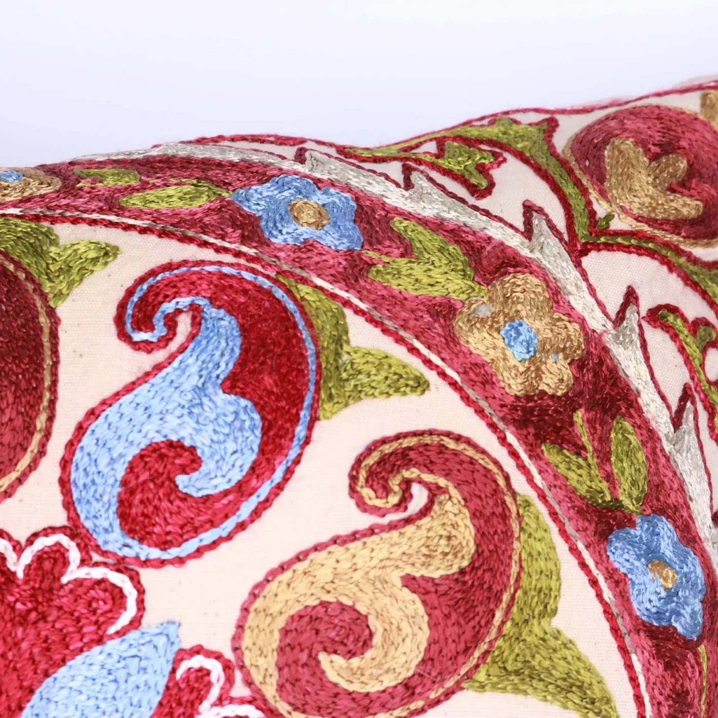 Hand made embroidery pillow cover, Uzbek hand made silk on silk suzani pillow case, Decorative cushion cover
