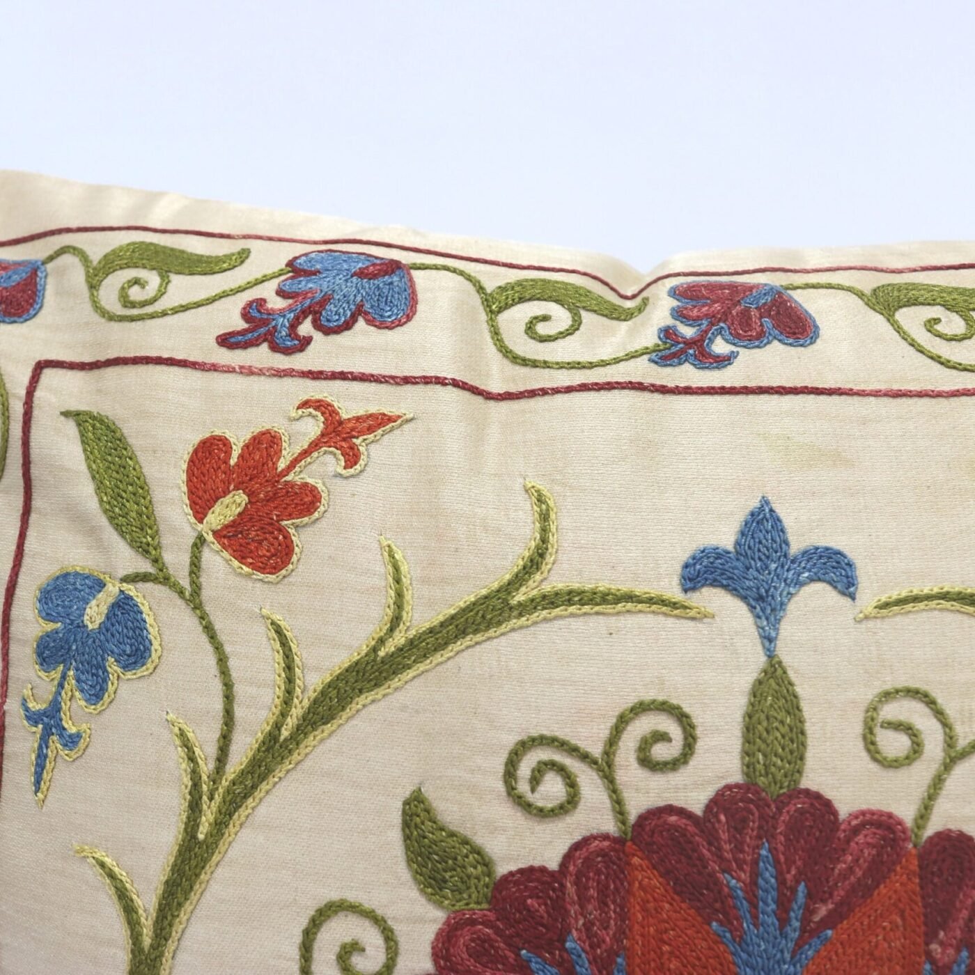 Suzani Pillow Uzbek Embroidery, Suzani Throw Pillow, Suzani Cushion Cover, Suzani Pillow Cover, Hand Embroidery Decorative Pillow-Pillowcase