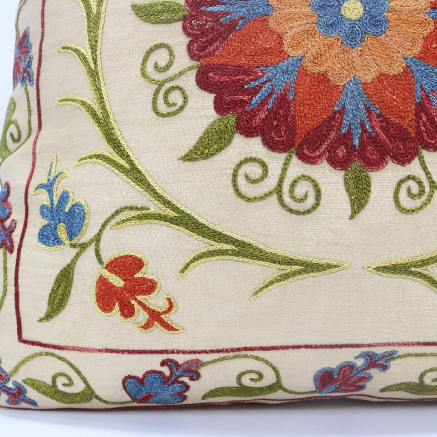 Suzani Pillow Uzbek Embroidery, Suzani Throw Pillow, Suzani Cushion Cover, Suzani Pillow Cover, Hand Embroidery Decorative Pillow-Pillowcase