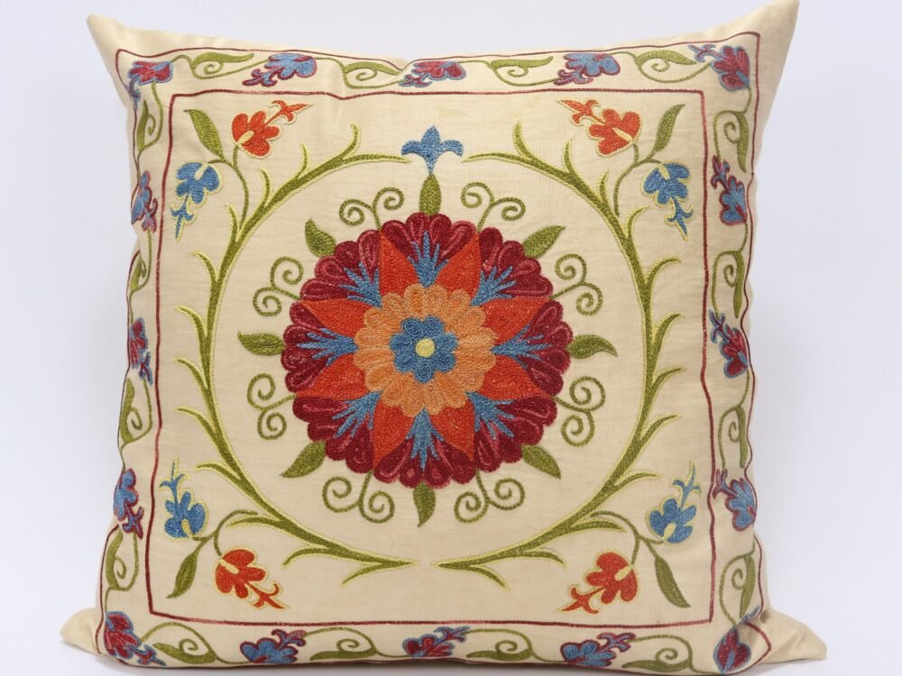 il_fullxfull.3168904843_23lo Suzani Pillow Uzbek Embroidery, Suzani Throw Pillow, Suzani Cushion Cover, Suzani Pillow Cover, Hand Embroidery Decorative Pillow-Pillowcase