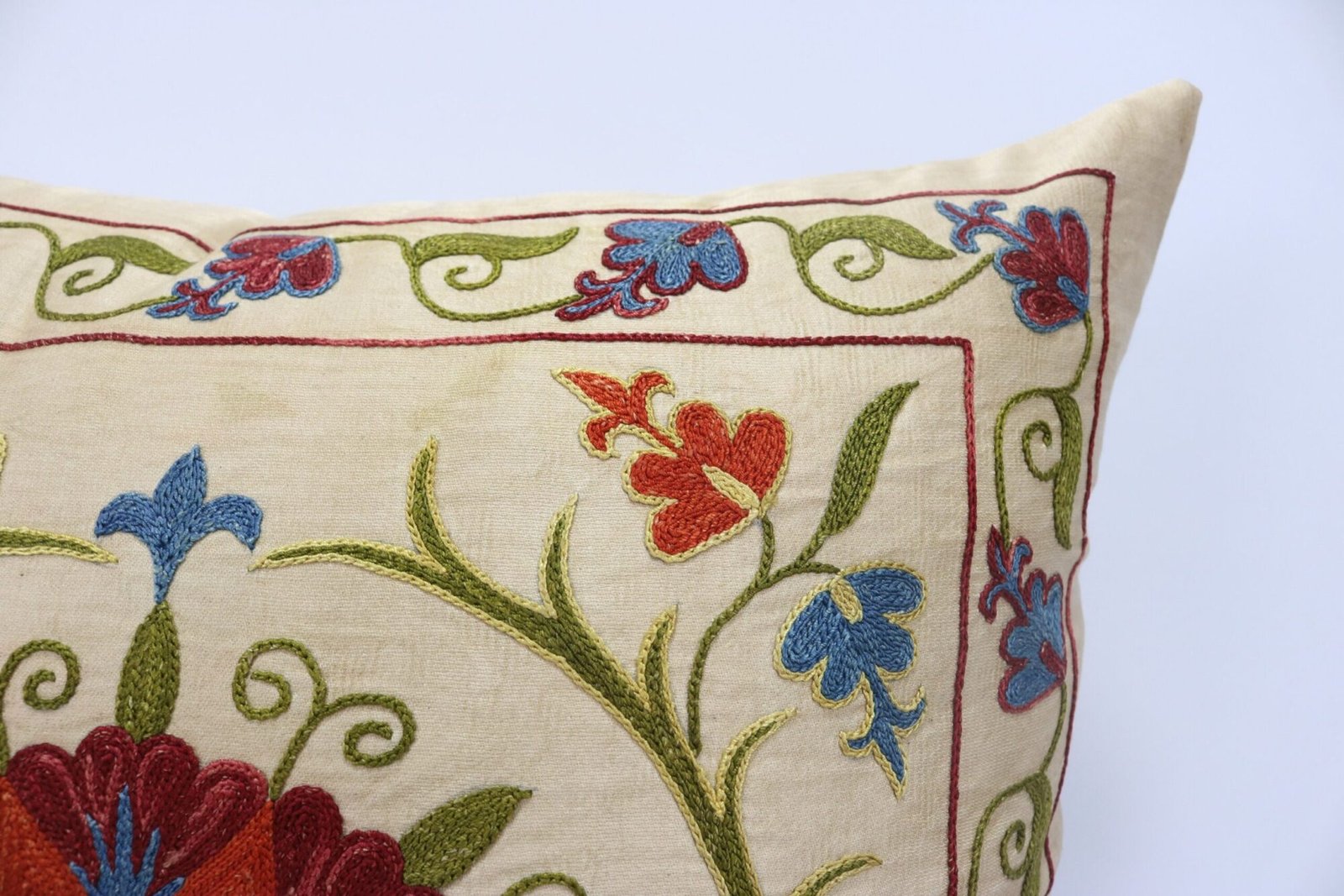 Suzani Pillow Uzbek Embroidery, Suzani Throw Pillow, Suzani Cushion Cover, Suzani Pillow Cover, Hand Embroidery Decorative Pillow-Pillowcase