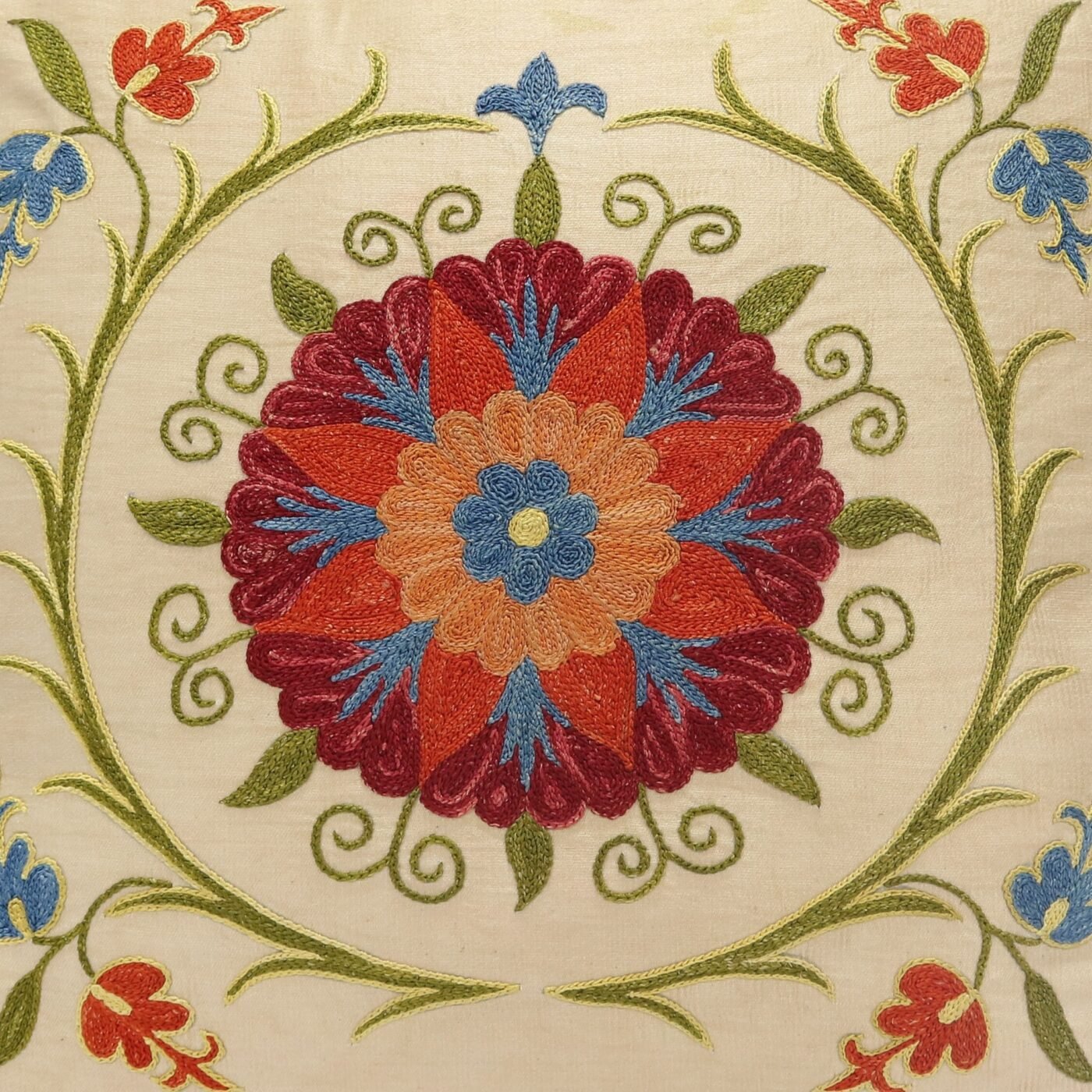 Suzani Pillow Uzbek Embroidery, Suzani Throw Pillow, Suzani Cushion Cover, Suzani Pillow Cover, Hand Embroidery Decorative Pillow-Pillowcase