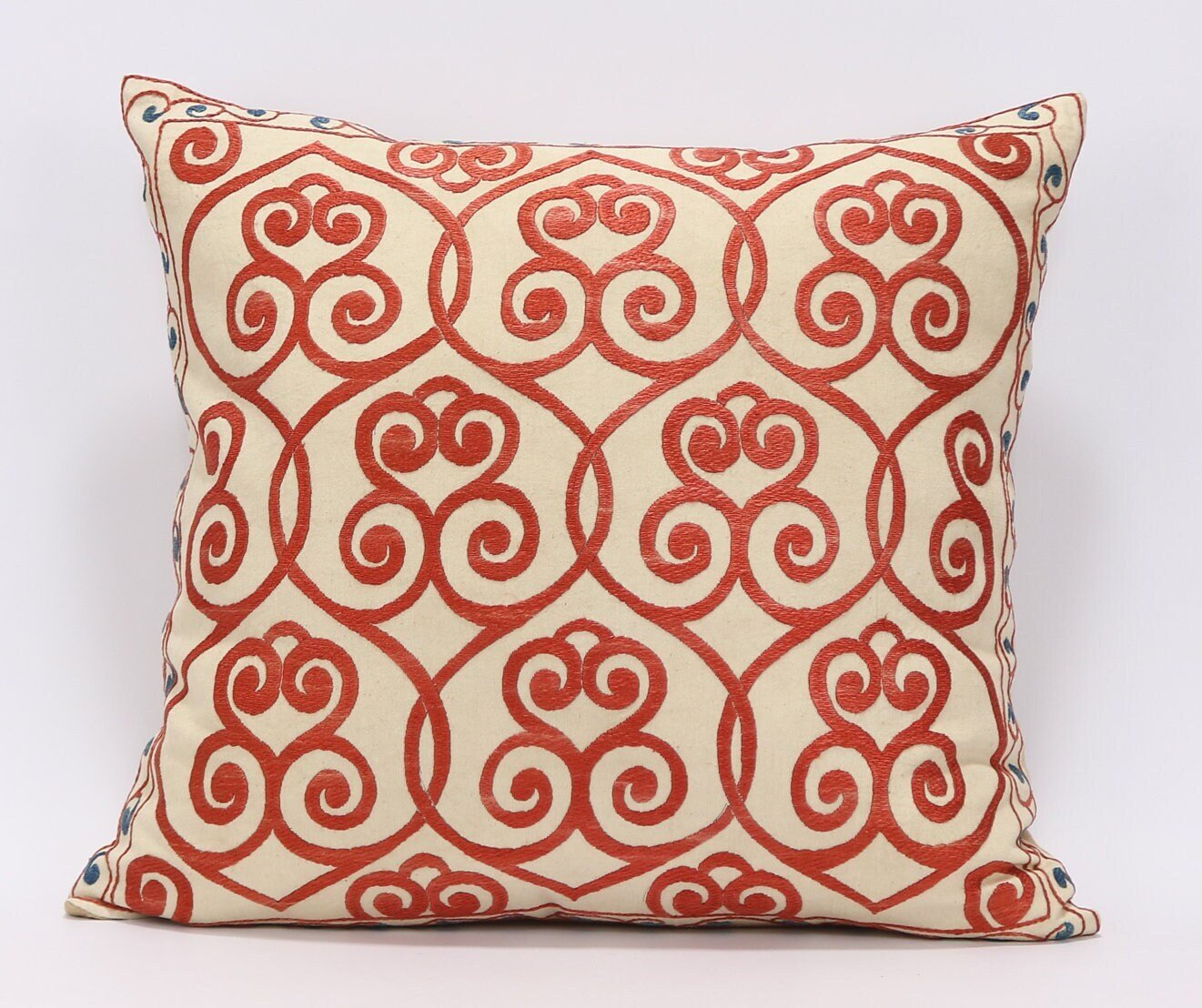 Floral Suzani Pillow Uzbek hand embroidery Suzani Throw Pillow, Suzani Cushion Cover, Suzani Pillow, Boho cushion, Silk Designer Pillow