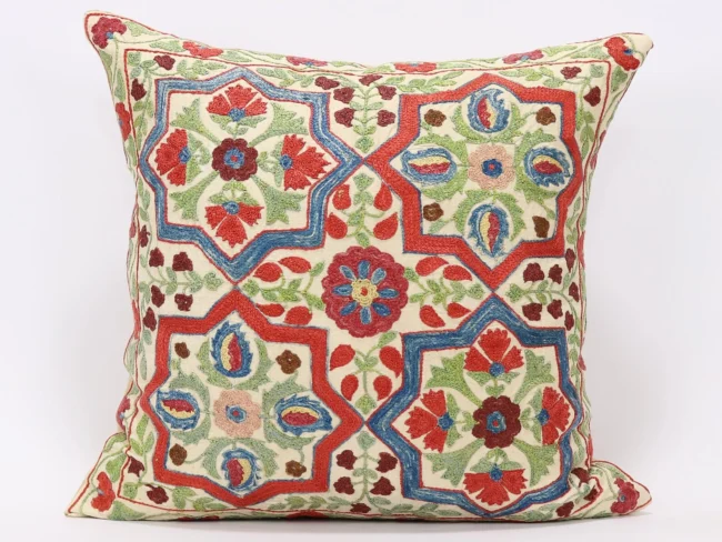 Suzani Pillow Uzbek hand embroidery Suzani Throw Pillow, Suzani Cushion Cover Suzani Pillow Cover Hand Embroidery Pillow Best Sale