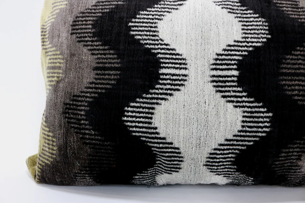 Organic silk velvet pillow, Ikat cushion, Accent decorative pillow, Velvet ikat pillow, Throw pillow, Ikat pillow case, Home decor pillow