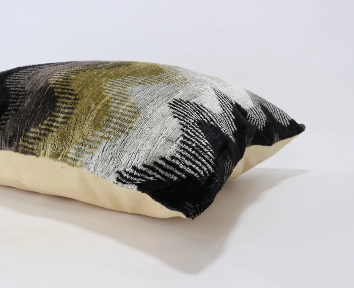 Organic silk velvet pillow, Ikat cushion, Accent decorative pillow, Velvet ikat pillow, Throw pillow, Ikat pillow case, Home decor pillow