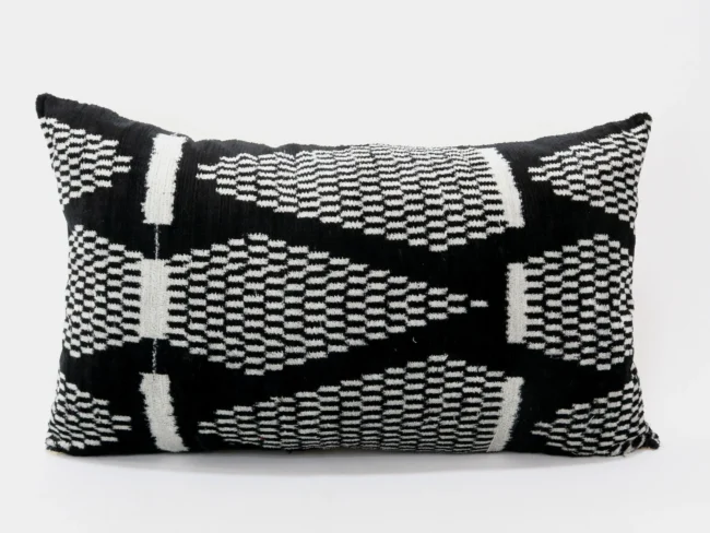 Black velvet ikat pillow, Ikat cushion, Silk decorative pillow, Home decor pillow, Throw pillow, Velvet pillow covers, Silk ikat pillow