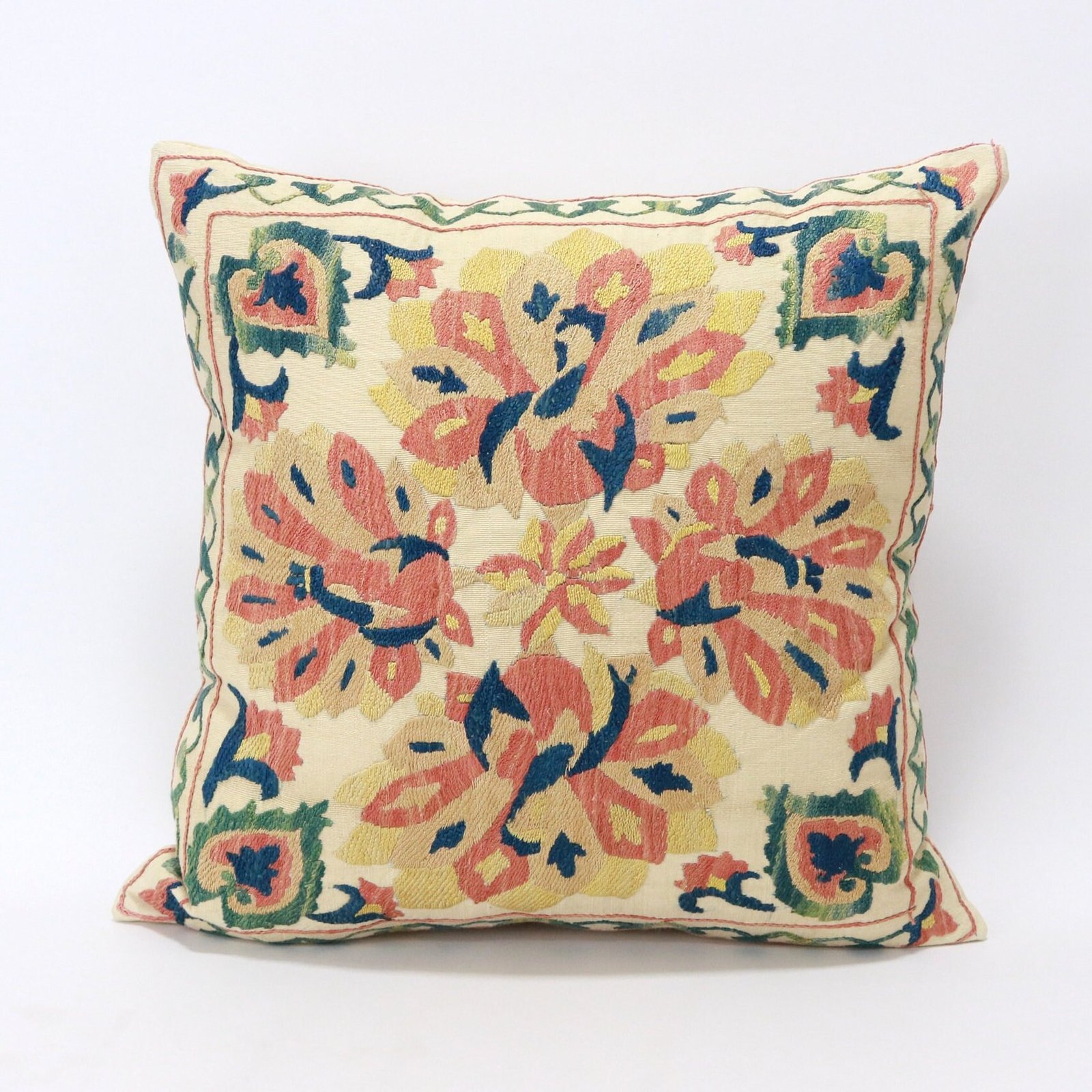 Suzani Pillow, Suzani Cushion, Red Suzani Decorative Pillow Cover, Square Eurosham Pillow Cover, Accent Pillow, Throw Pillow, Pillow Cover