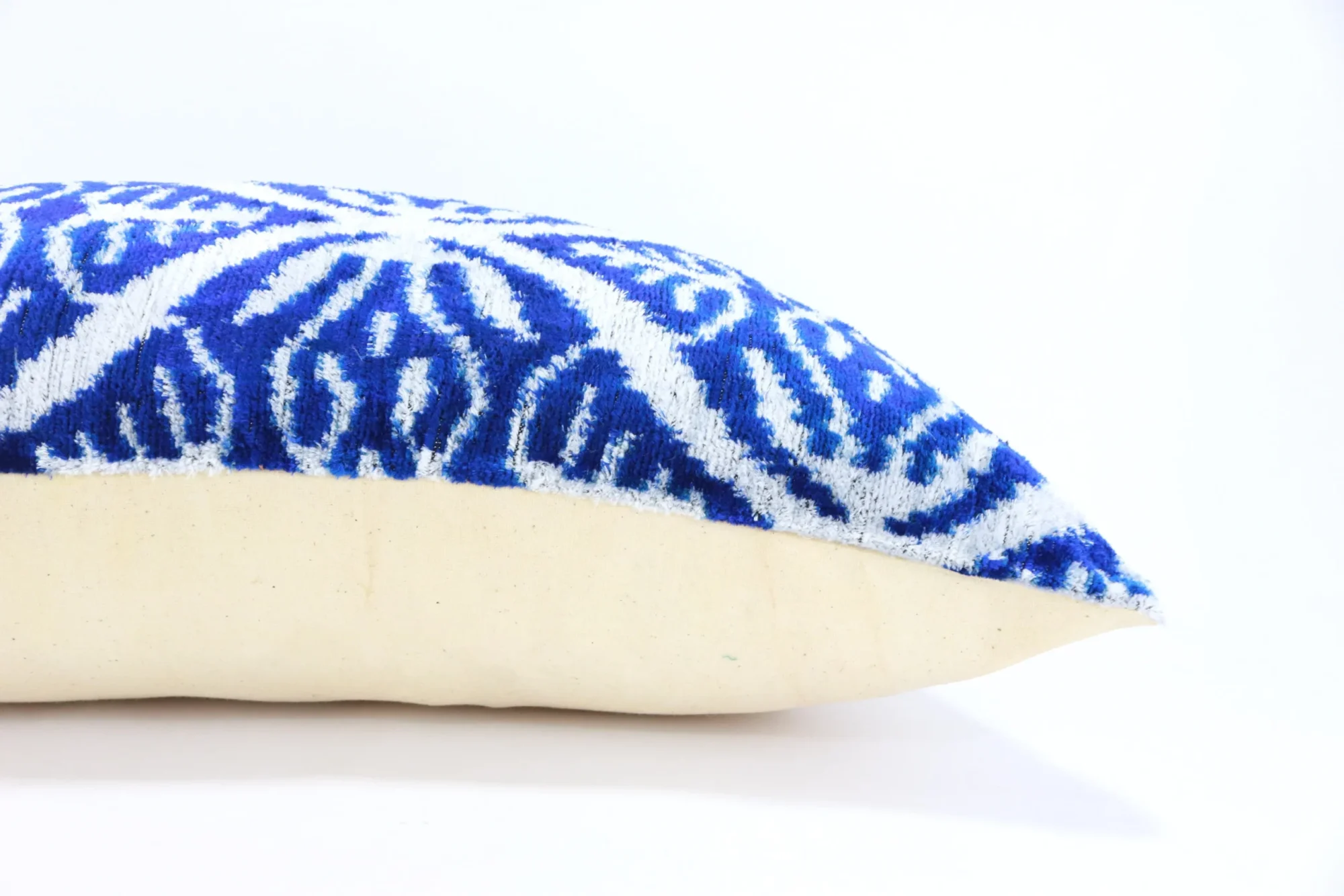 Blue Velvet ikat pillow, Velvet Ikat cushion, Decorative pillow, Handmade pillow, Throw pillow, Boho Velvet pillow, Home interior pillow