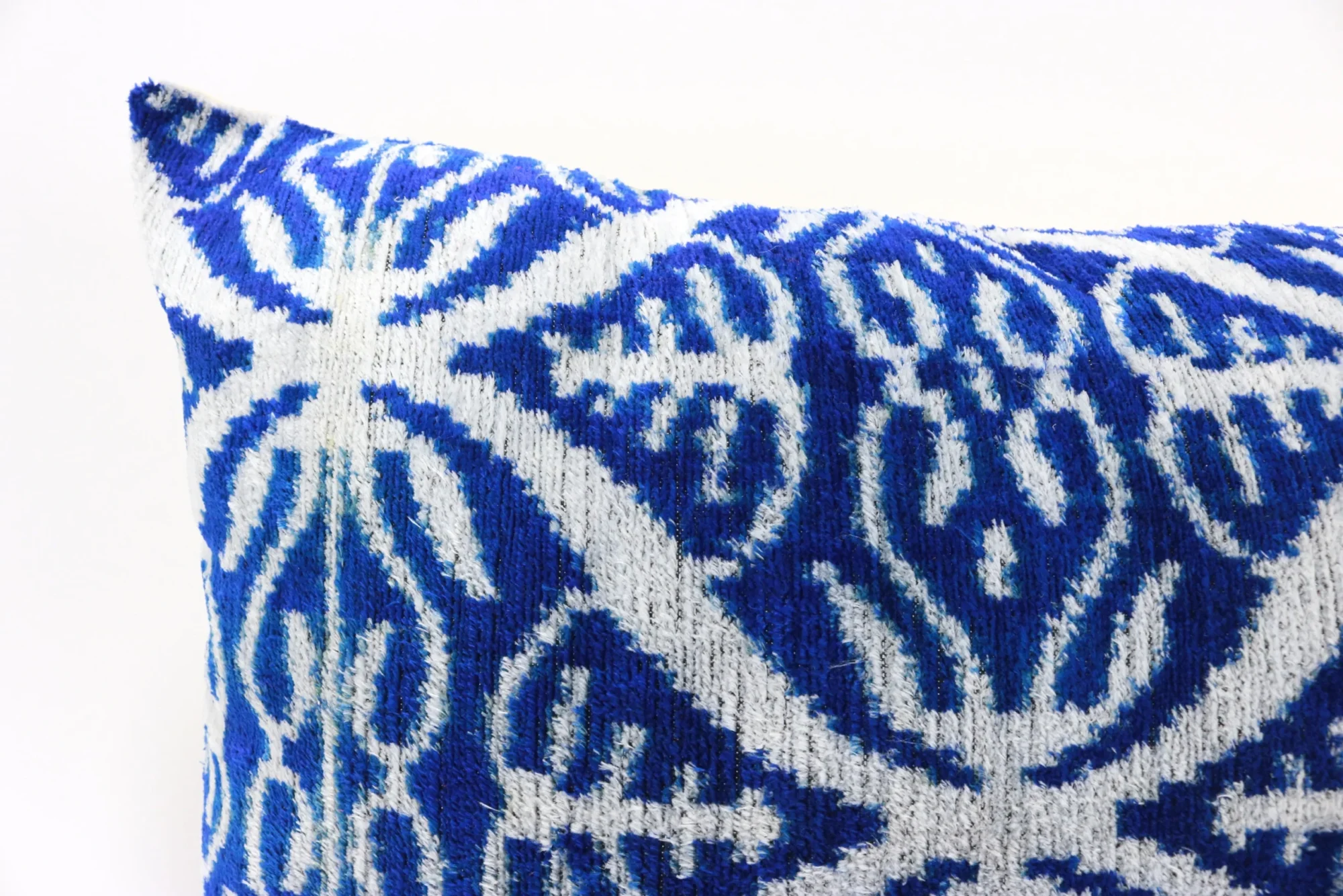 Blue Velvet ikat pillow, Velvet Ikat cushion, Decorative pillow, Handmade pillow, Throw pillow, Boho Velvet pillow, Home interior pillow
