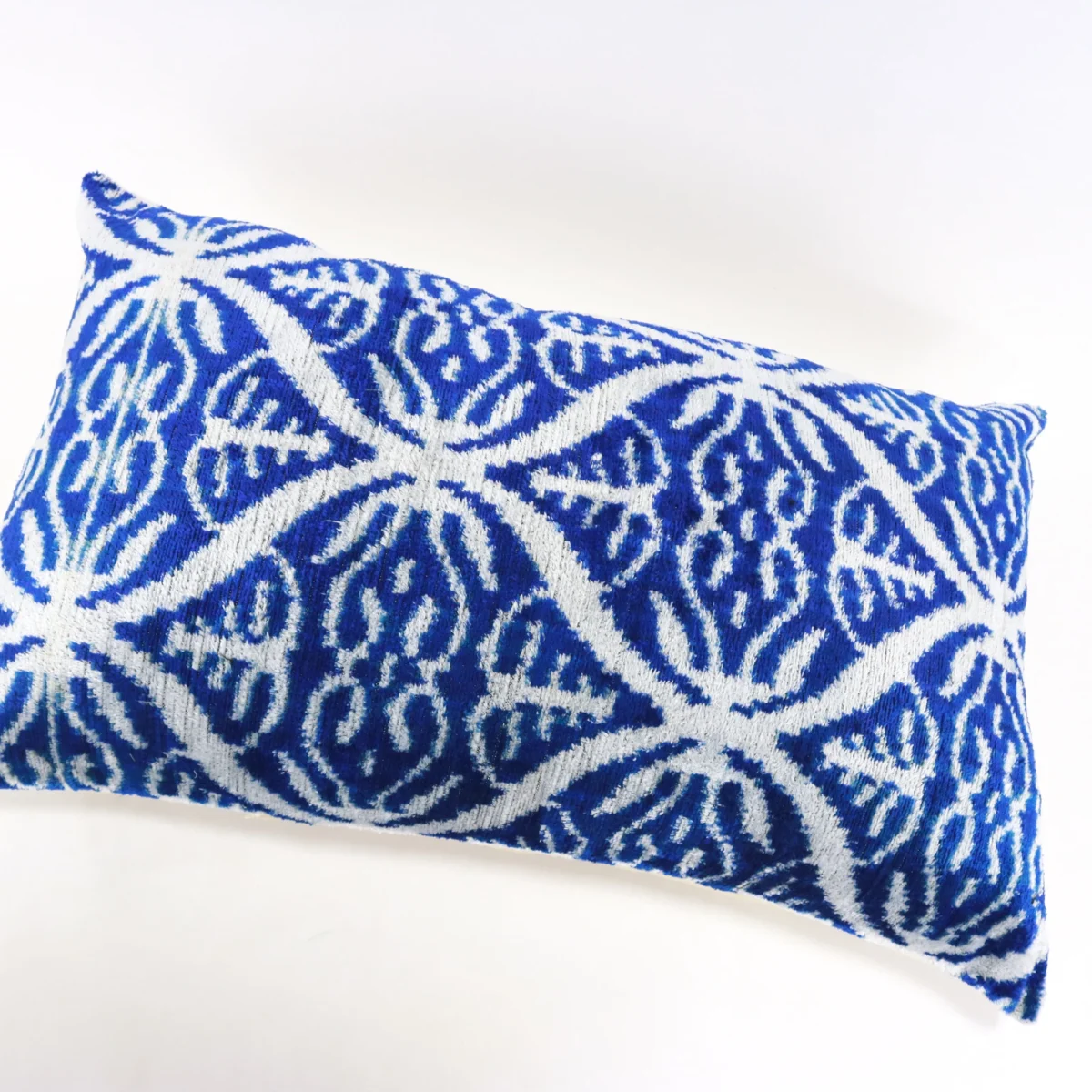 Blue Velvet ikat pillow, Velvet Ikat cushion, Decorative pillow, Handmade pillow, Throw pillow, Boho Velvet pillow, Home interior pillow