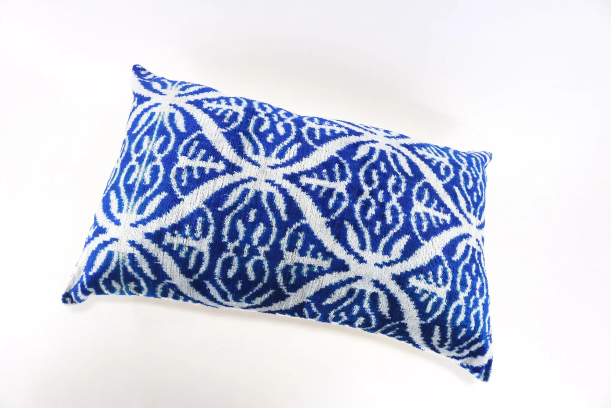 Blue Velvet ikat pillow, Velvet Ikat cushion, Decorative pillow, Handmade pillow, Throw pillow, Boho Velvet pillow, Home interior pillow