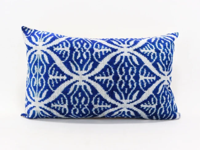 Blue Velvet ikat pillow, Velvet Ikat cushion, Decorative pillow, Handmade pillow, Throw pillow, Boho Velvet pillow, Home interior pillow