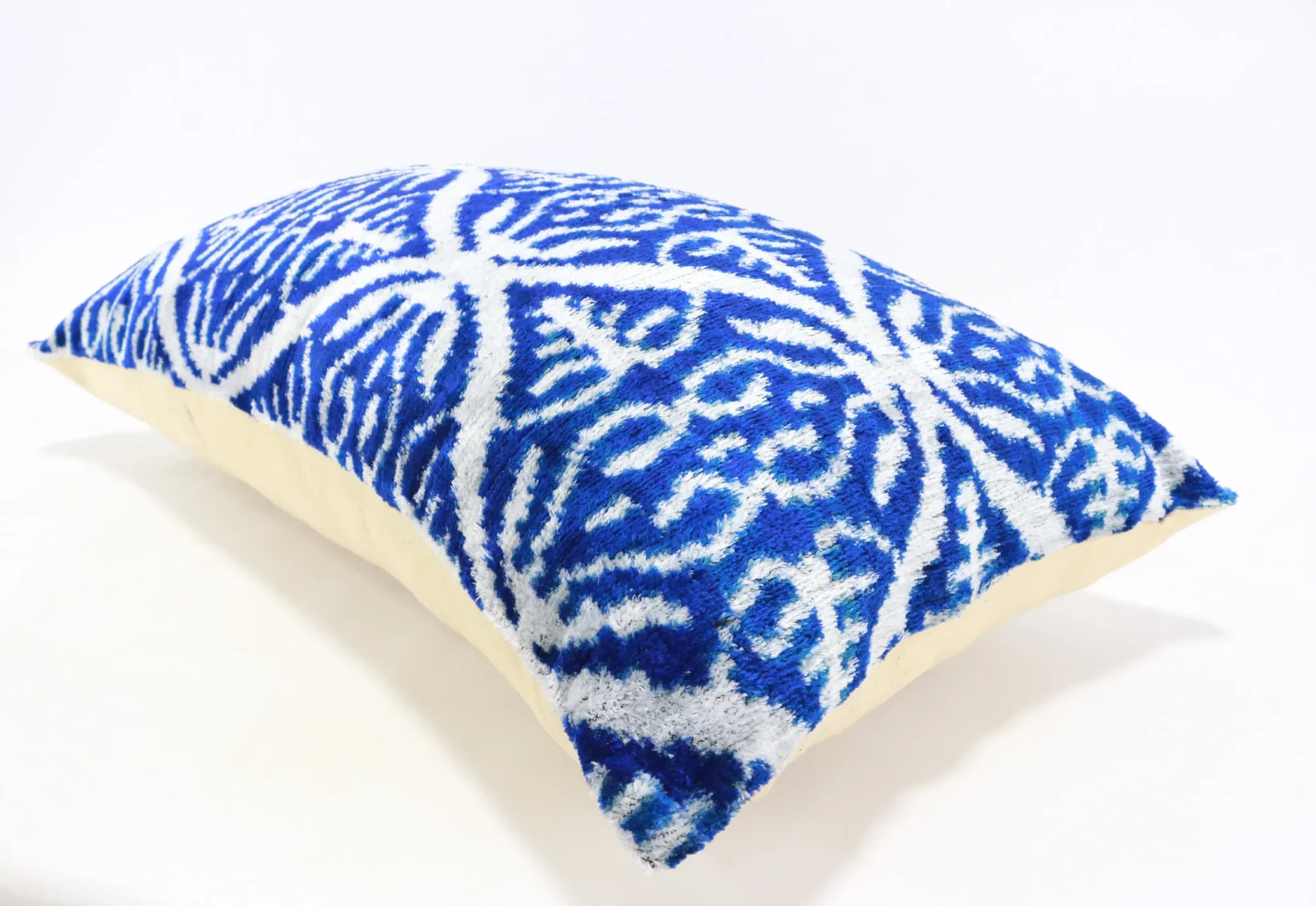 Blue Velvet ikat pillow, Velvet Ikat cushion, Decorative pillow, Handmade pillow, Throw pillow, Boho Velvet pillow, Home interior pillow