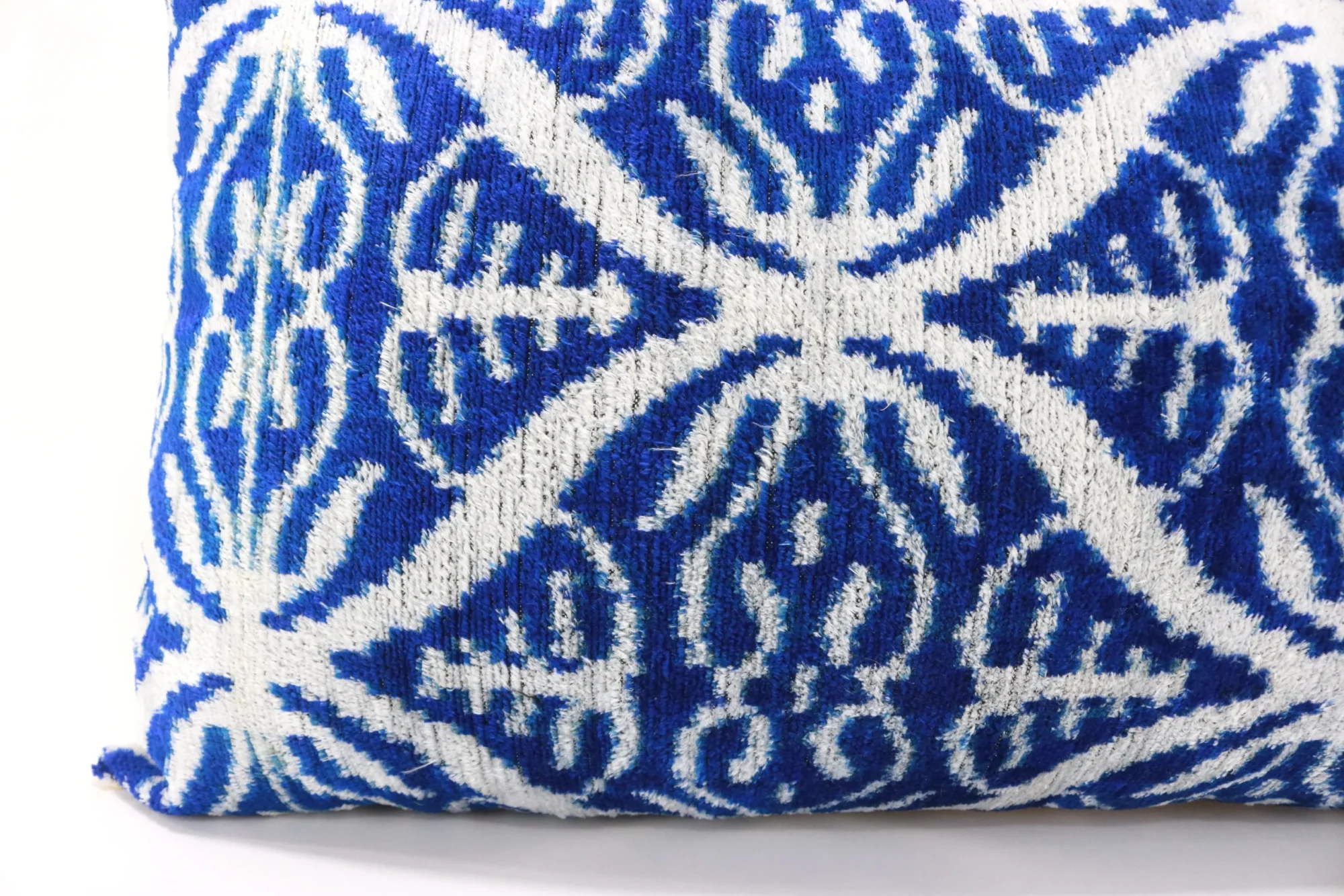 Blue Velvet ikat pillow, Velvet Ikat cushion, Decorative pillow, Handmade pillow, Throw pillow, Boho Velvet pillow, Home interior pillow