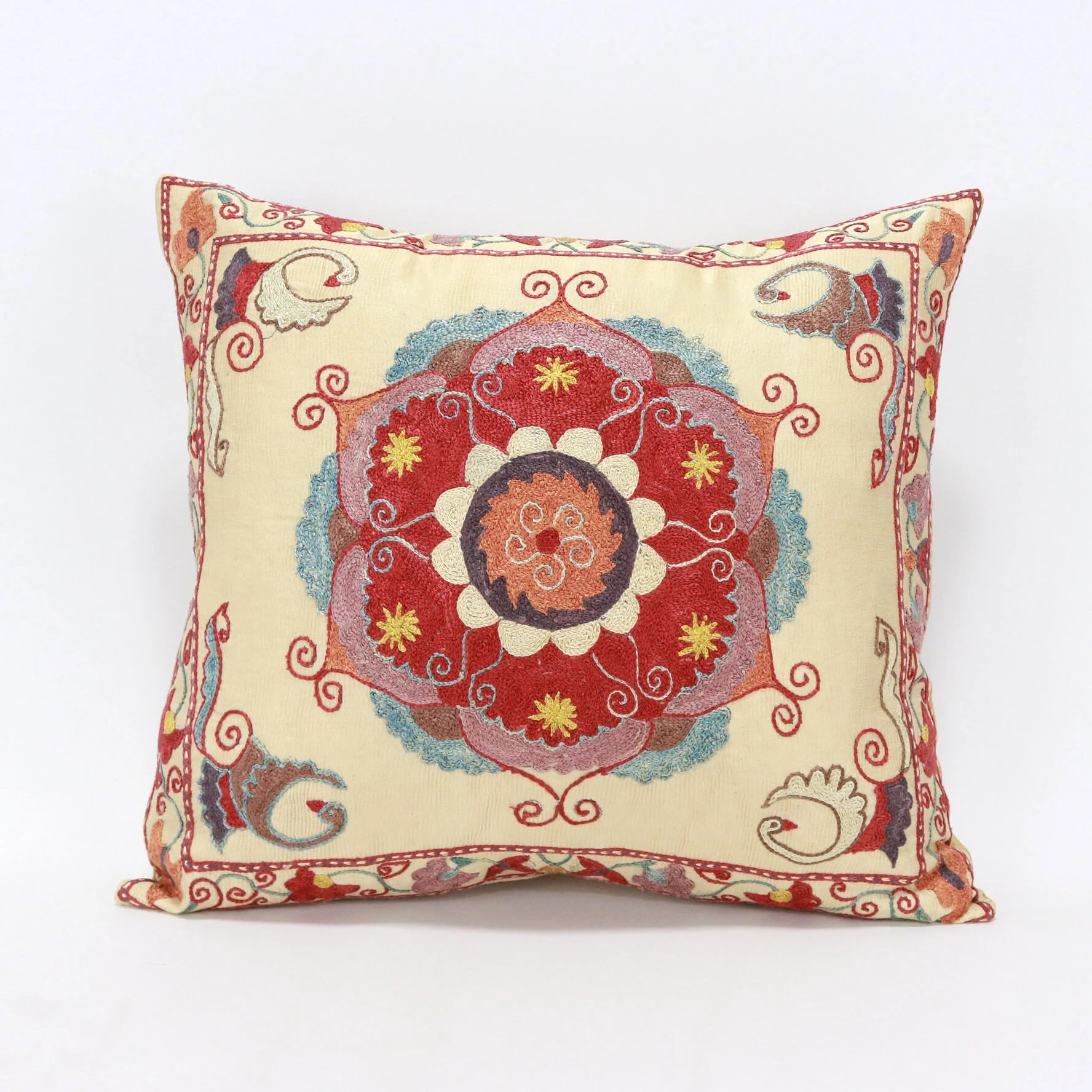 Suzani Pillow Uzbek Embroidery,Suzani 16 x 16 Throw Pillow, Suzani Cushion Cover,Suzani Pillow Cover,Hand Embroidery Suzani Pillow,Best Sale