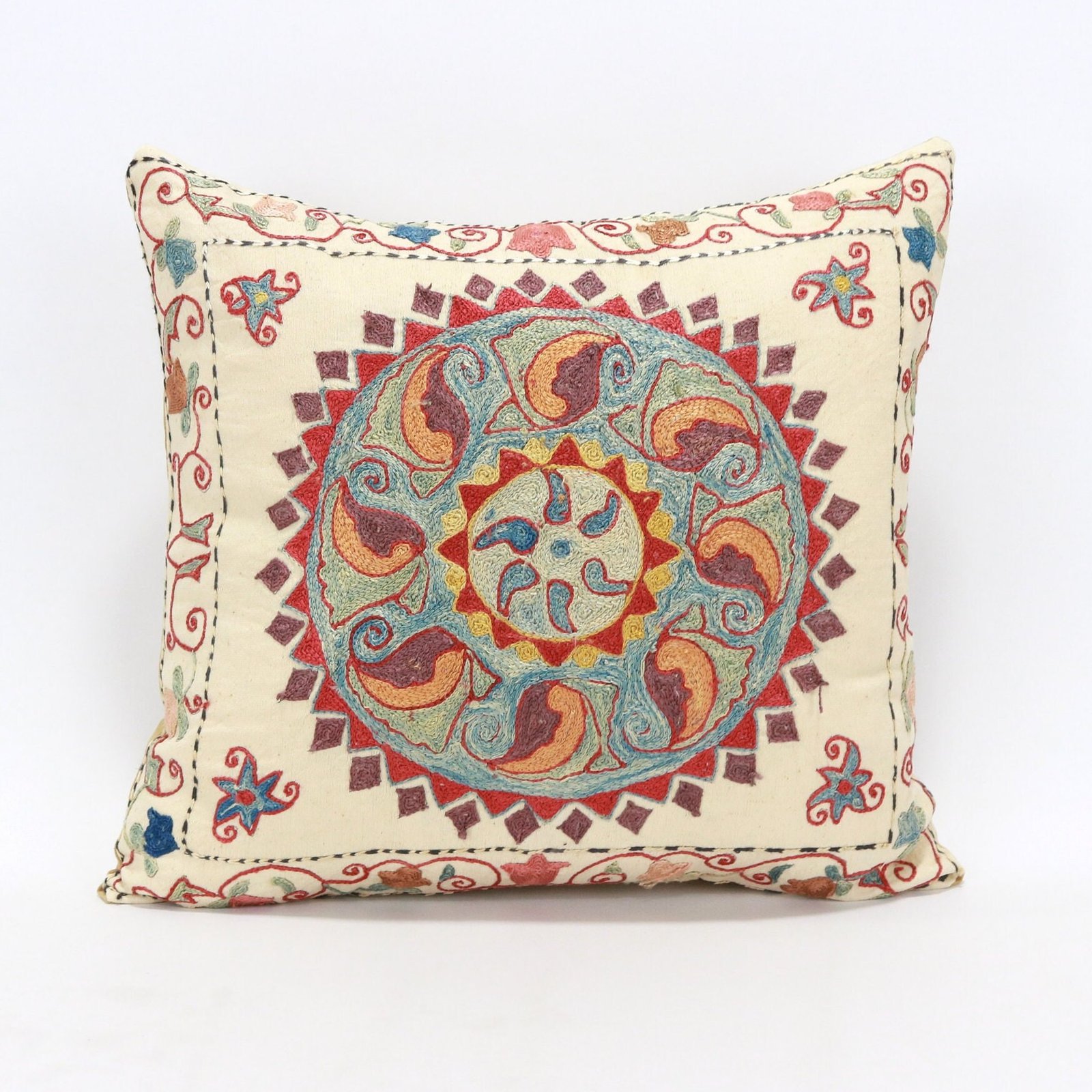 Suzani Pillow Uzbek Embroidery,Suzani 16 x 16 Throw Pillow, Suzani Cushion Cover,Suzani Pillow Cover,Hand Embroidery Suzani Pillow,Best Sale