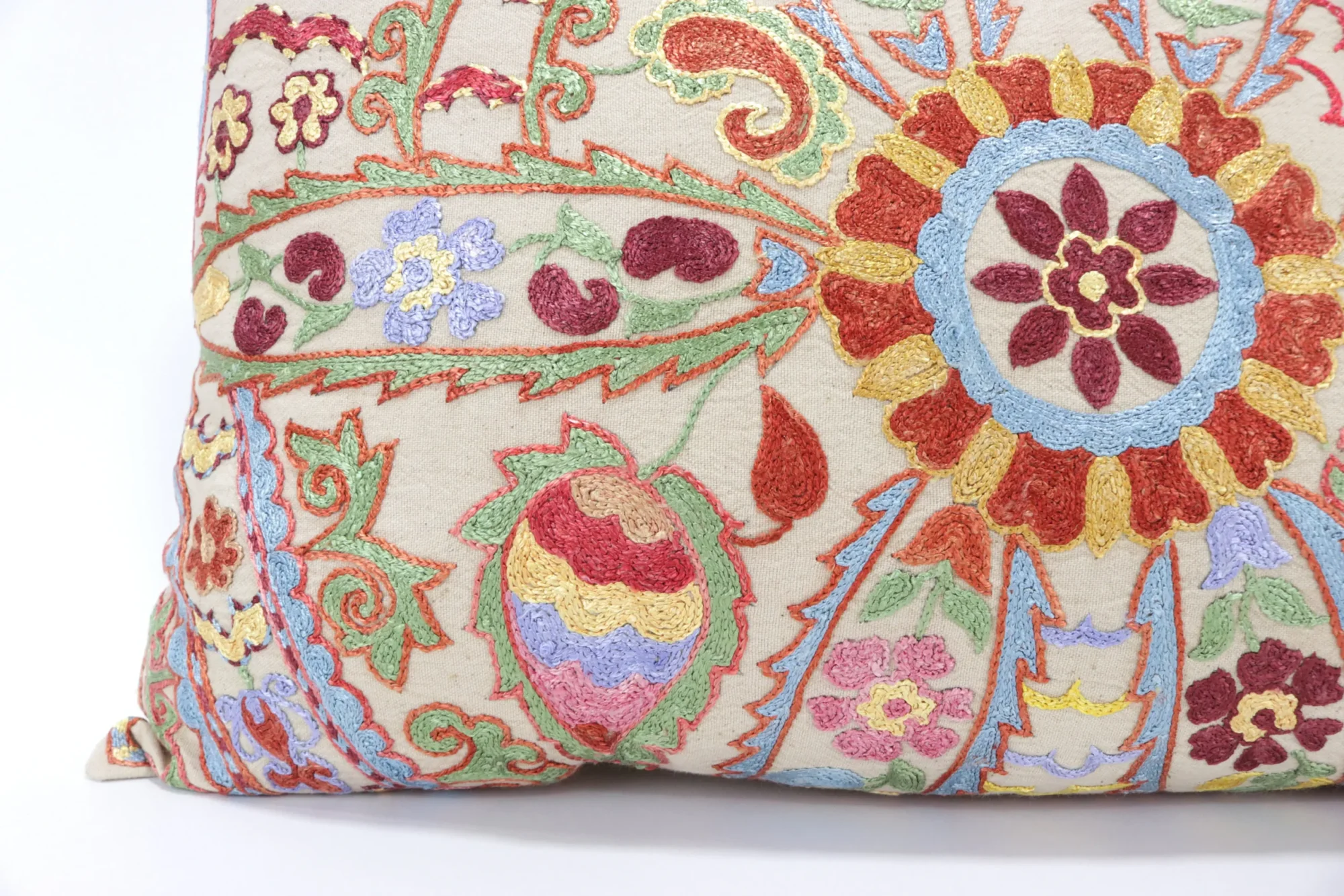 Lumbar Suzani Boho Pillow Uzbek Silk Embroidery, Suzani Throw Pillow, Suzani Cushion Cover, Suzani Pillow Cover,Decorotive pillow, Best Sale
