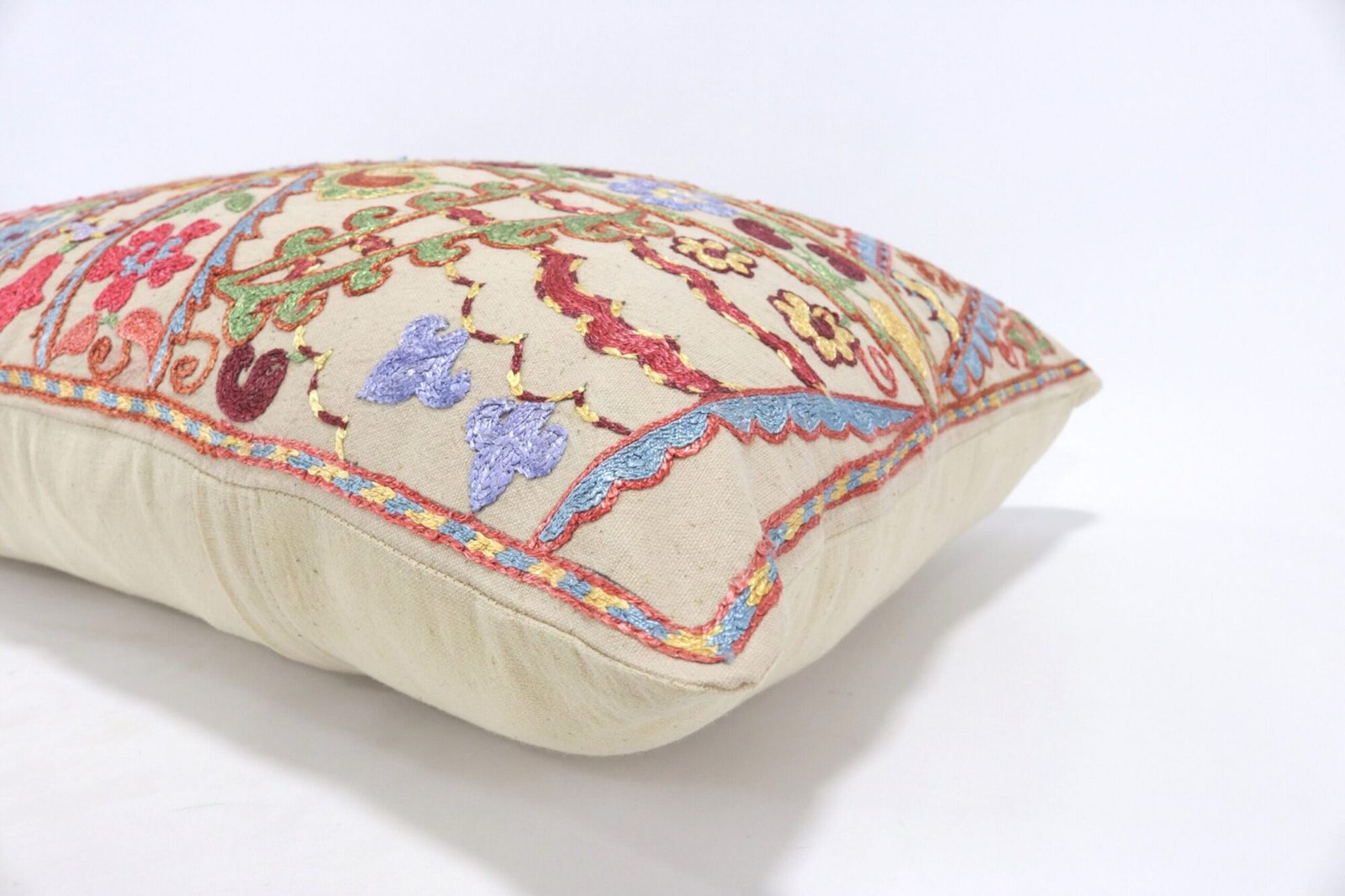Lumbar Suzani Boho Pillow Uzbek Silk Embroidery, Suzani Throw Pillow, Suzani Cushion Cover, Suzani Pillow Cover,Decorotive pillow, Best Sale