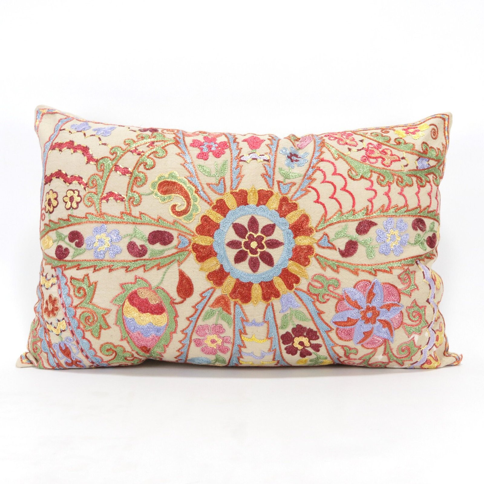 Lumbar Suzani Boho Pillow Uzbek Silk Embroidery, Suzani Throw Pillow, Suzani Cushion Cover, Suzani Pillow Cover,Decorotive pillow, Best Sale