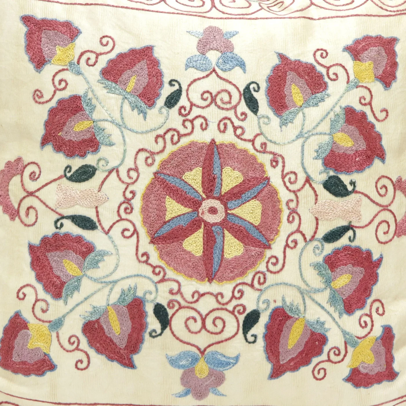 Suzani Pillow Uzbek Embroidery, Suzani Throw Pillow, Suzani Cushion Cover, Suzani Pillow Cover, Hand Embroidery Decorative Pillow-Pillowcase