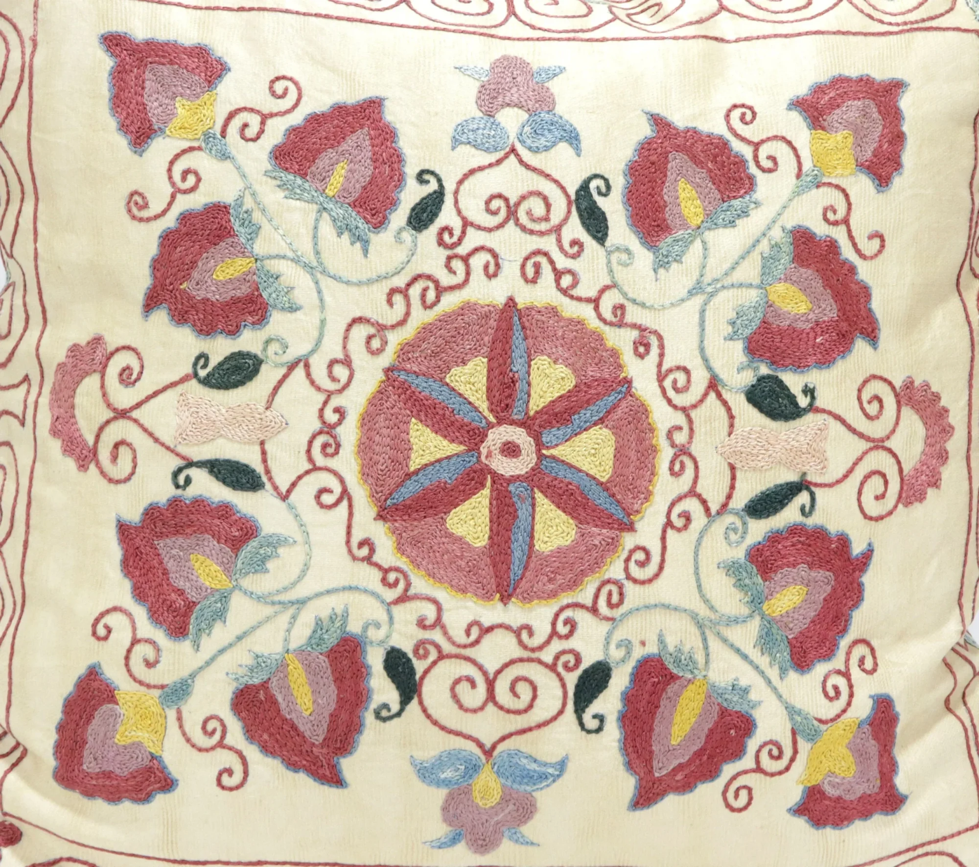Suzani Pillow Uzbek Embroidery, Suzani Throw Pillow, Suzani Cushion Cover, Suzani Pillow Cover, Hand Embroidery Decorative Pillow-Pillowcase