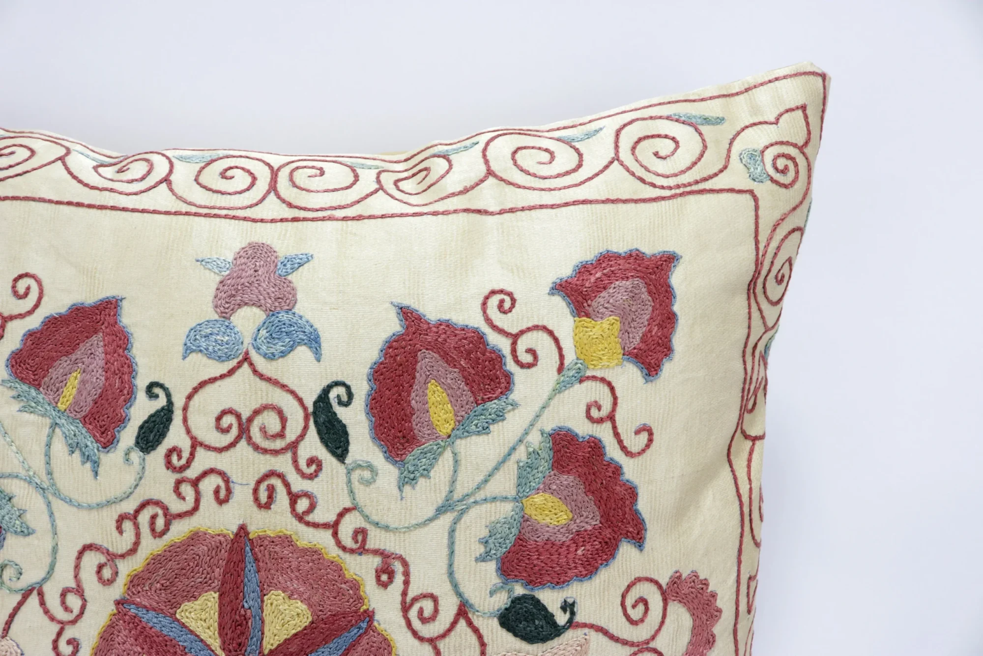 Suzani Pillow Uzbek Embroidery, Suzani Throw Pillow, Suzani Cushion Cover, Suzani Pillow Cover, Hand Embroidery Decorative Pillow-Pillowcase