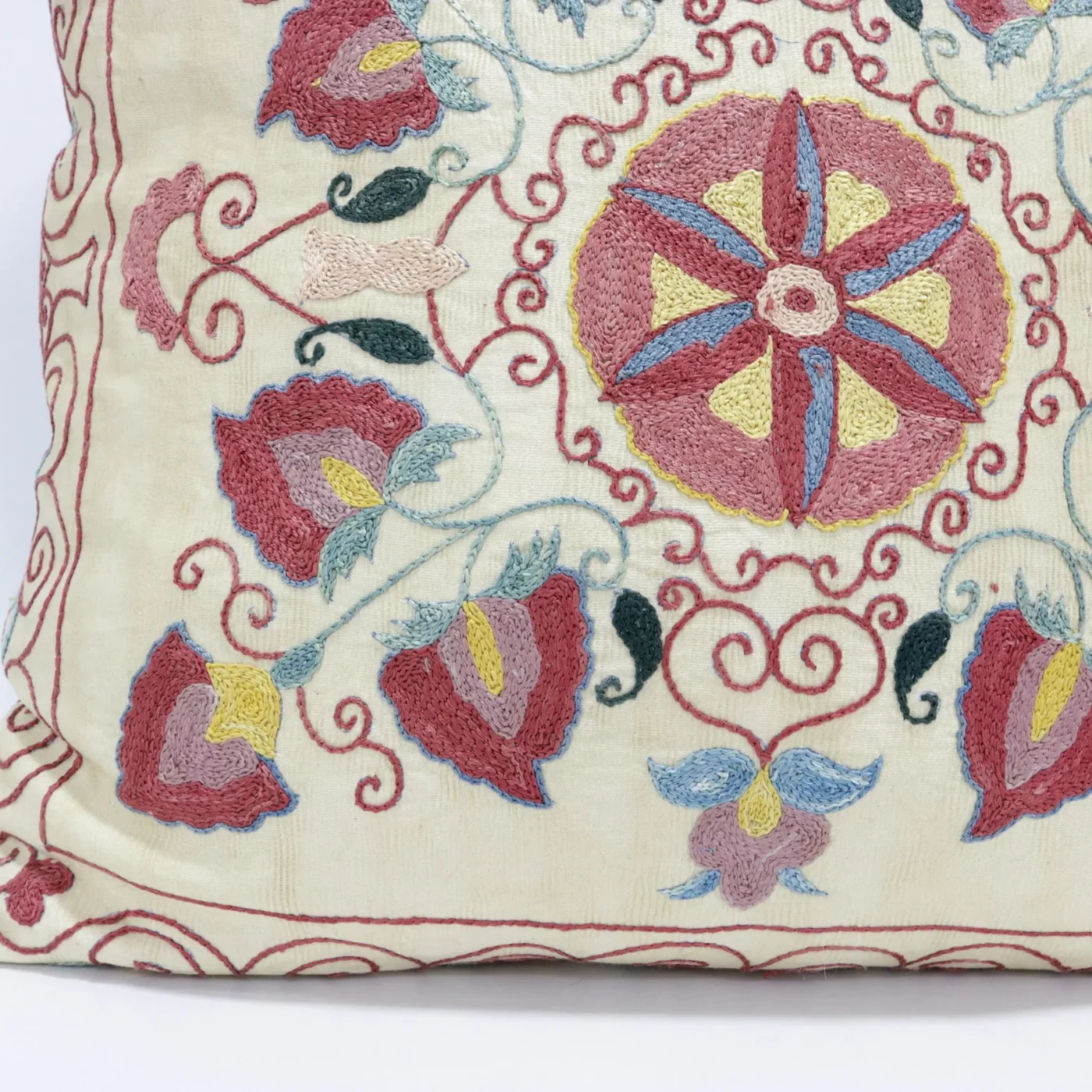 Suzani Pillow Uzbek Embroidery, Suzani Throw Pillow, Suzani Cushion Cover, Suzani Pillow Cover, Hand Embroidery Decorative Pillow-Pillowcase