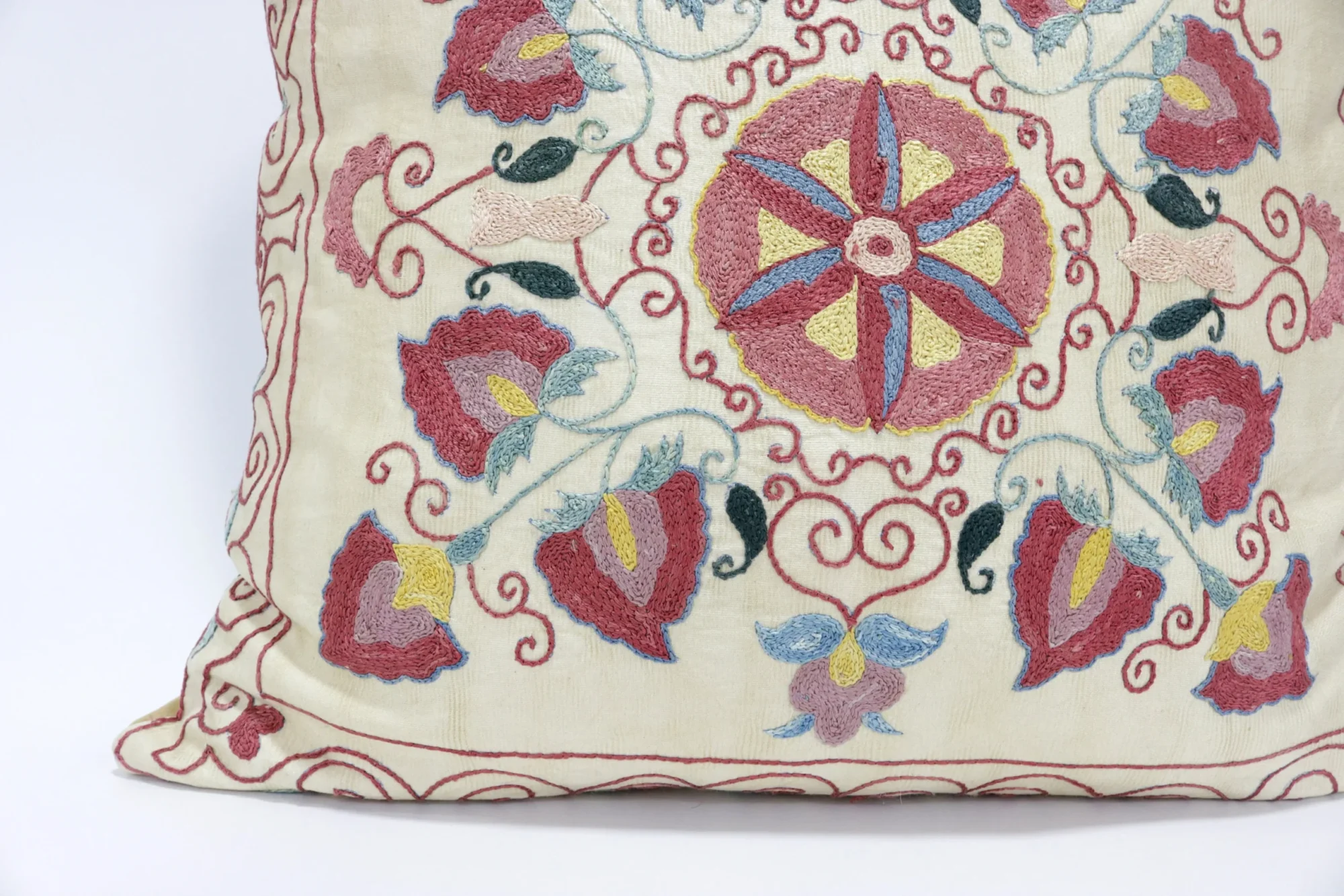 Suzani Pillow Uzbek Embroidery, Suzani Throw Pillow, Suzani Cushion Cover, Suzani Pillow Cover, Hand Embroidery Decorative Pillow-Pillowcase