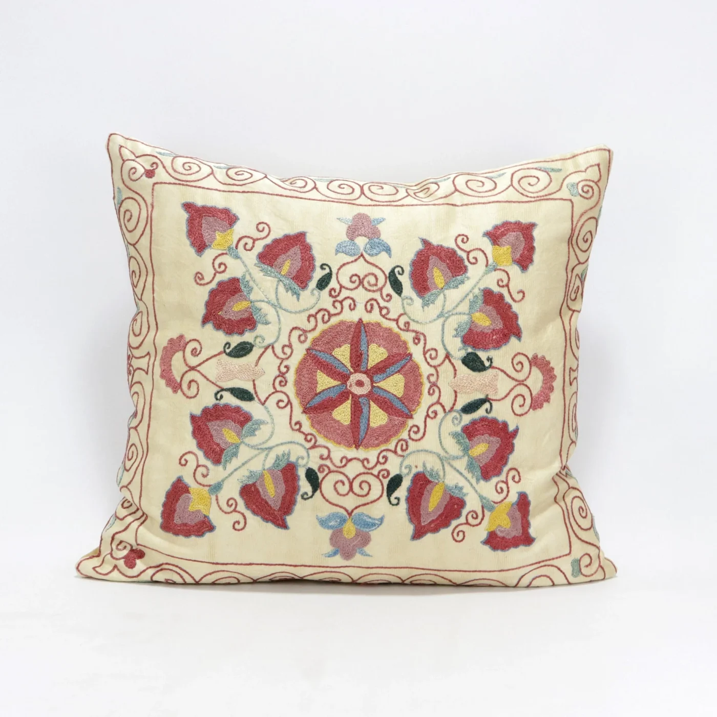 Suzani Pillow Uzbek Embroidery, Suzani Throw Pillow, Suzani Cushion Cover, Suzani Pillow Cover, Hand Embroidery Decorative Pillow-Pillowcase