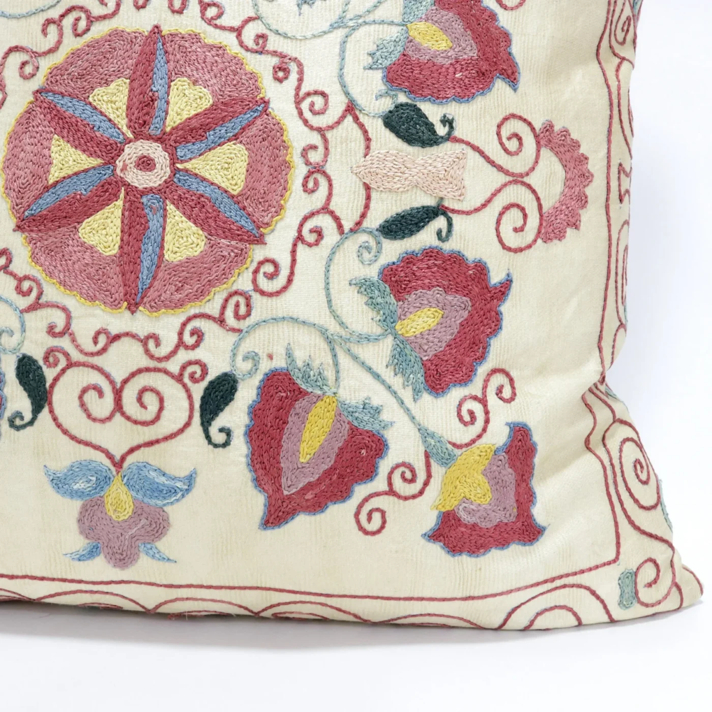 Suzani Pillow Uzbek Embroidery, Suzani Throw Pillow, Suzani Cushion Cover, Suzani Pillow Cover, Hand Embroidery Decorative Pillow-Pillowcase