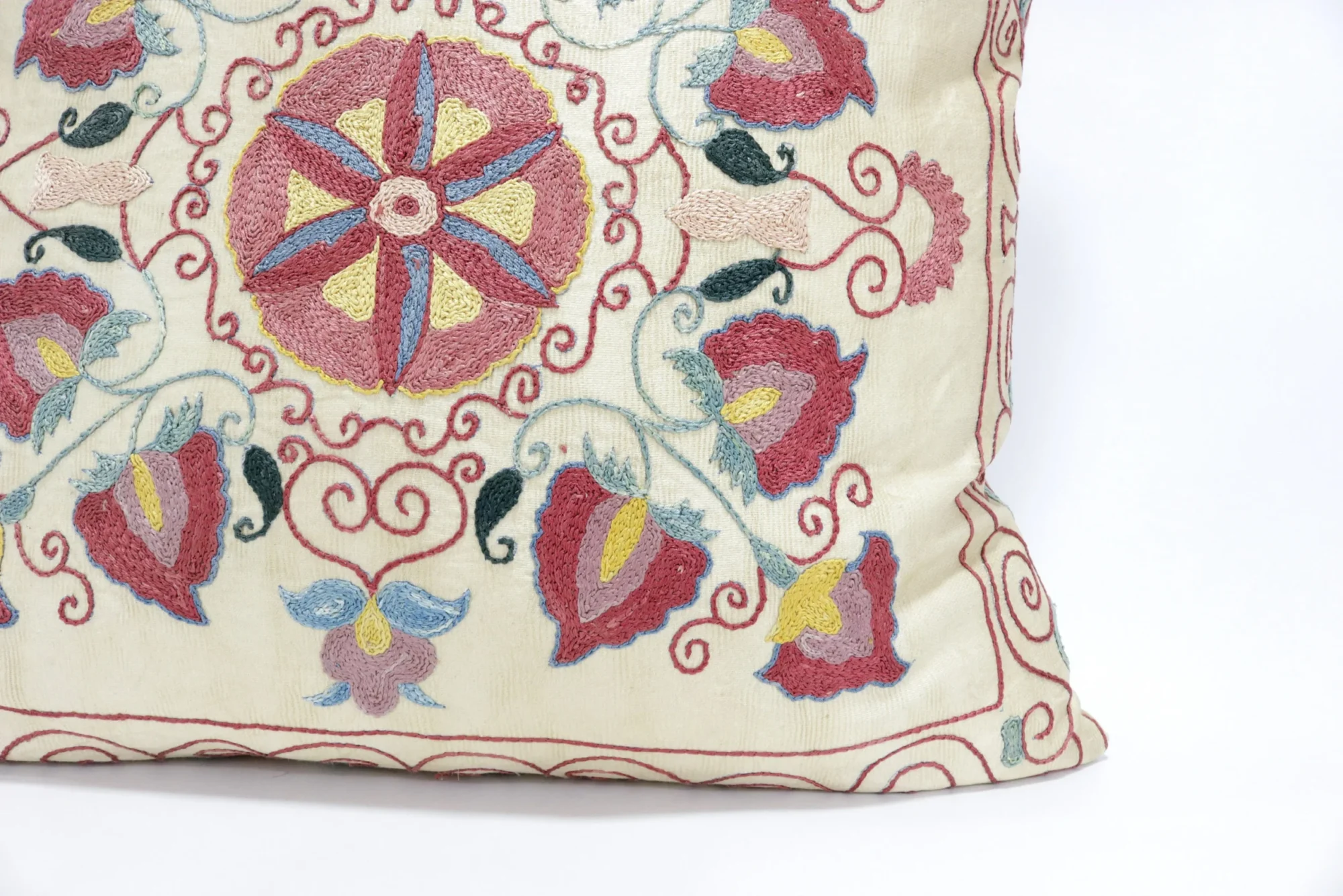 Suzani Pillow Uzbek Embroidery, Suzani Throw Pillow, Suzani Cushion Cover, Suzani Pillow Cover, Hand Embroidery Decorative Pillow-Pillowcase