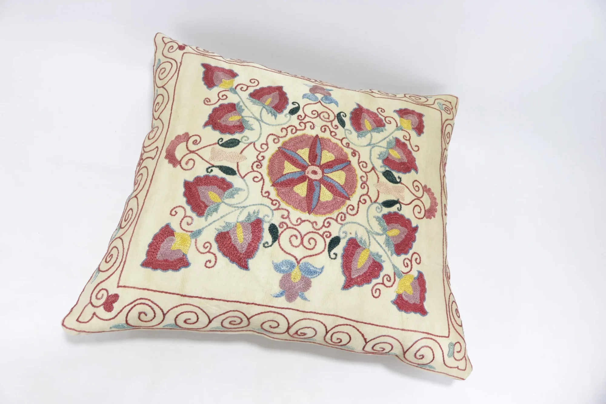 Suzani Pillow Uzbek Embroidery, Suzani Throw Pillow, Suzani Cushion Cover, Suzani Pillow Cover, Hand Embroidery Decorative Pillow-Pillowcase