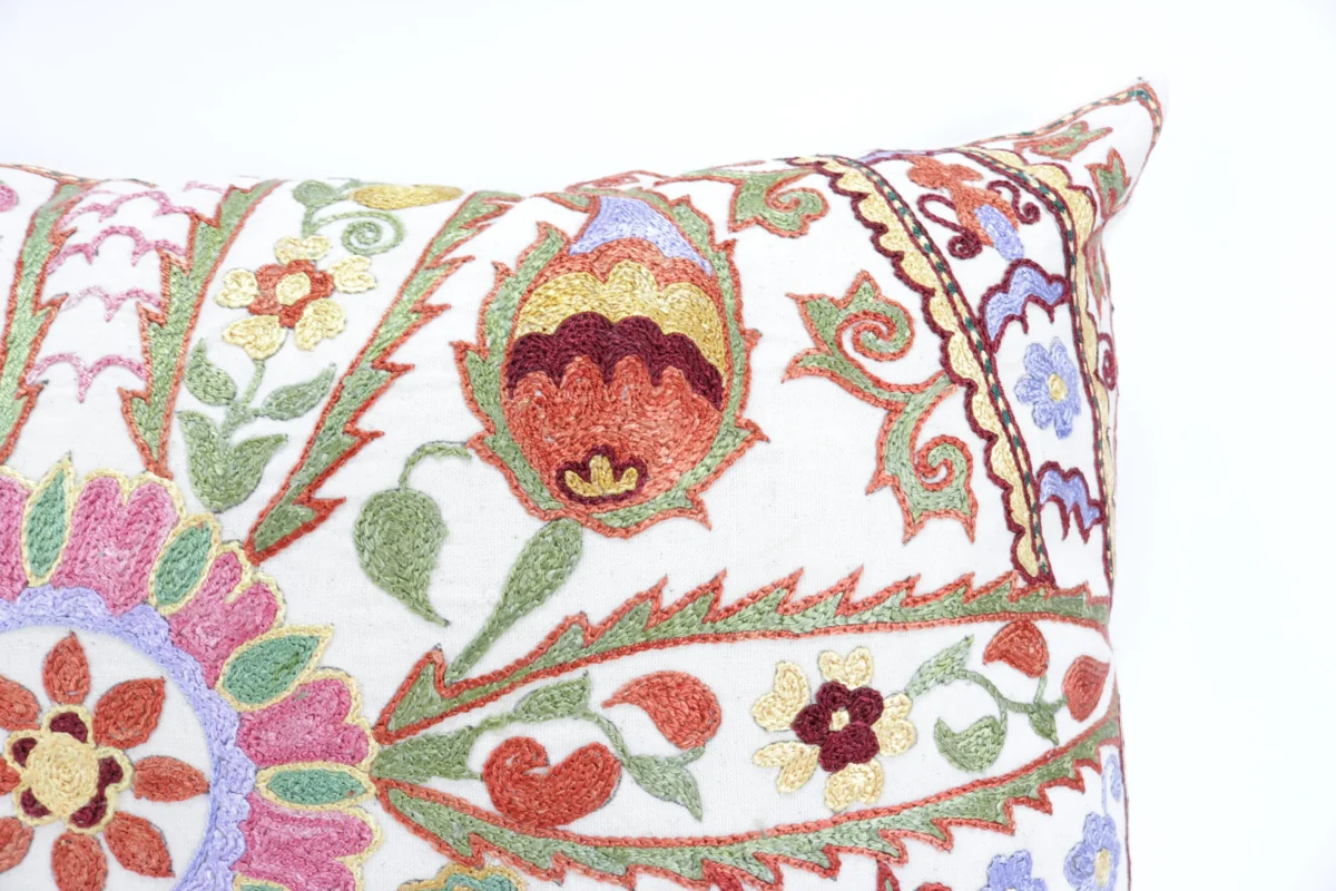 Lumbar Suzani Boho Pillow Uzbek Silk Embroidery, Suzani Throw Pillow, Suzani Cushion Cover, Suzani Pillow Cover,Decorotive pillow, Best Sale