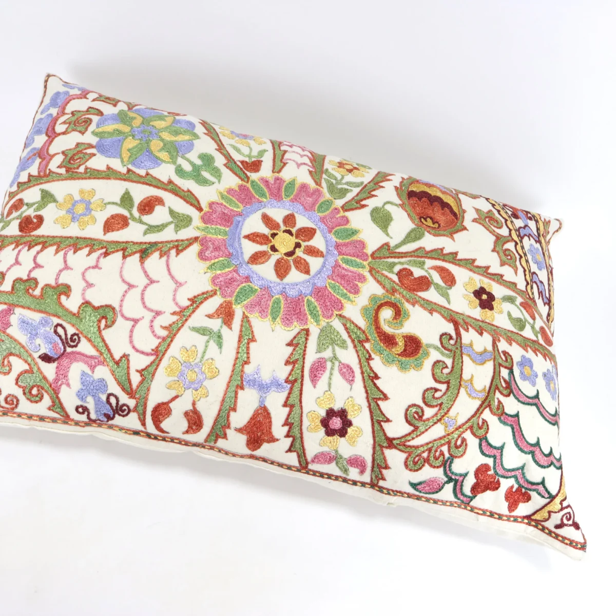 Lumbar Suzani Boho Pillow Uzbek Silk Embroidery, Suzani Throw Pillow, Suzani Cushion Cover, Suzani Pillow Cover,Decorotive pillow, Best Sale