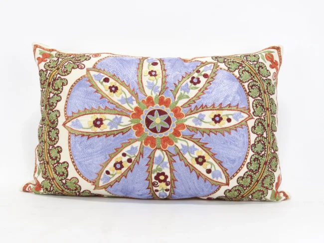 Lumbar Suzani Boho Pillow Uzbek Silk Embroidery, Suzani Throw Pillow, Suzani Cushion Cover, Suzani Pillow Cover,Decorotive pillow, Best Sale