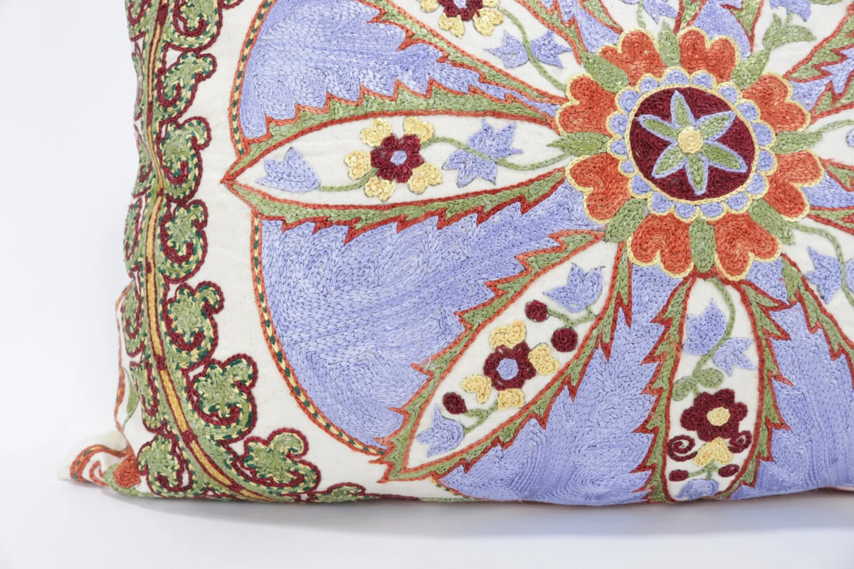Lumbar Suzani Boho Pillow Uzbek Silk Embroidery, Suzani Throw Pillow, Suzani Cushion Cover, Suzani Pillow Cover,Decorotive pillow, Best Sale